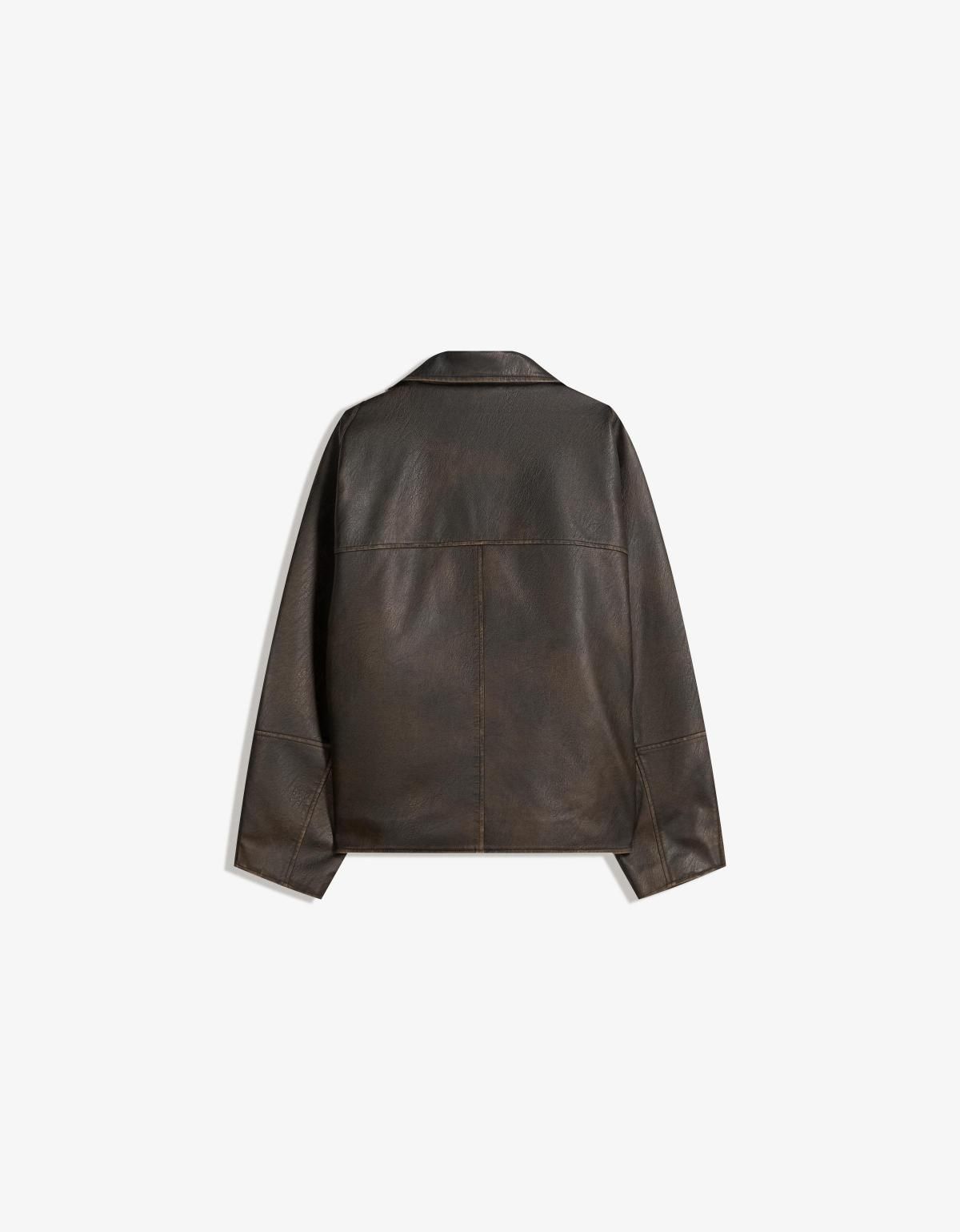 버쉬카 테크니컬 레더 이펙트 테일러드 재킷 6639/109 BROWN - 상세 이미지 5