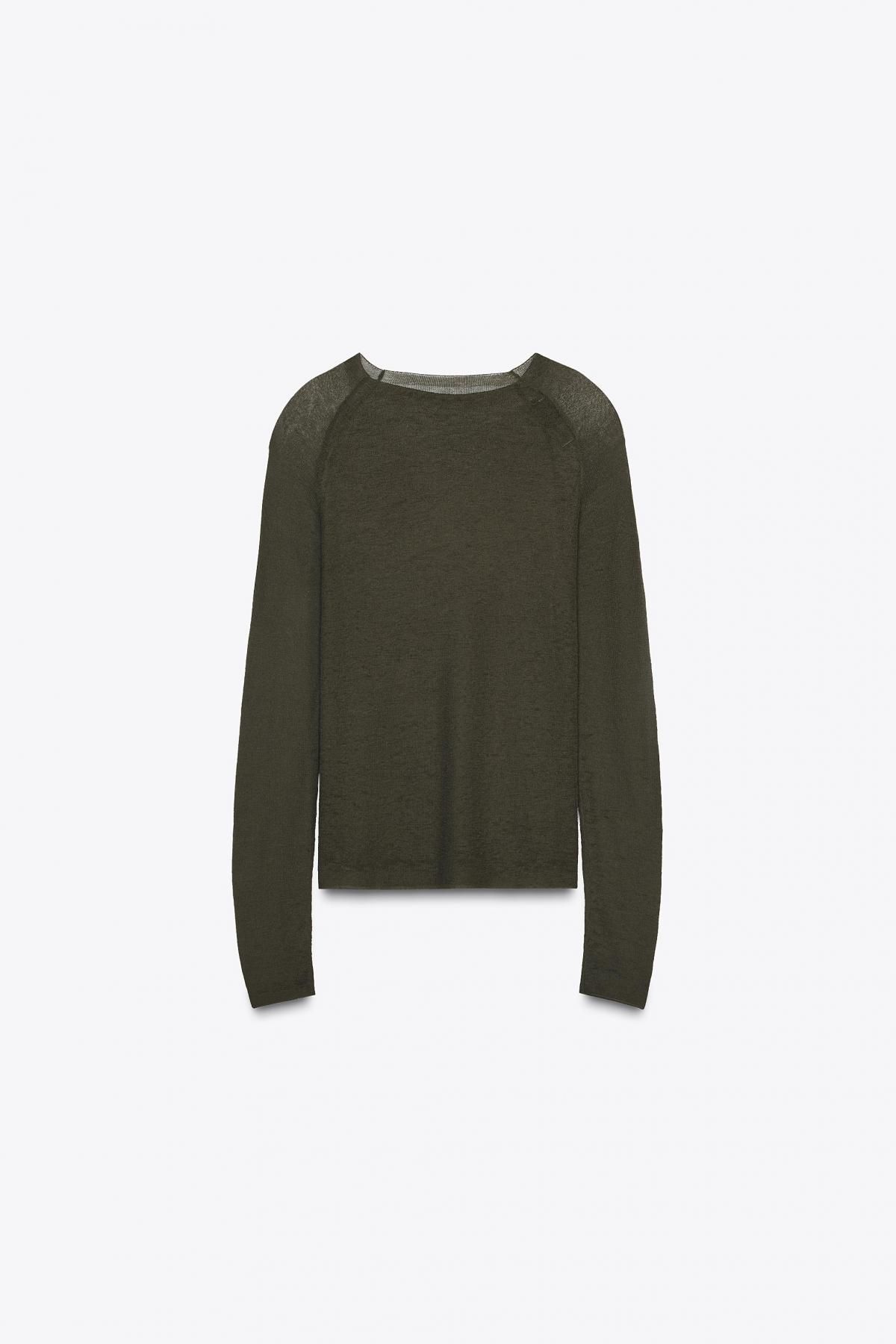자라 라이트니트 라운드넥 긴팔 니트 탑 2893/166 KHAKI - 상세 이미지 4