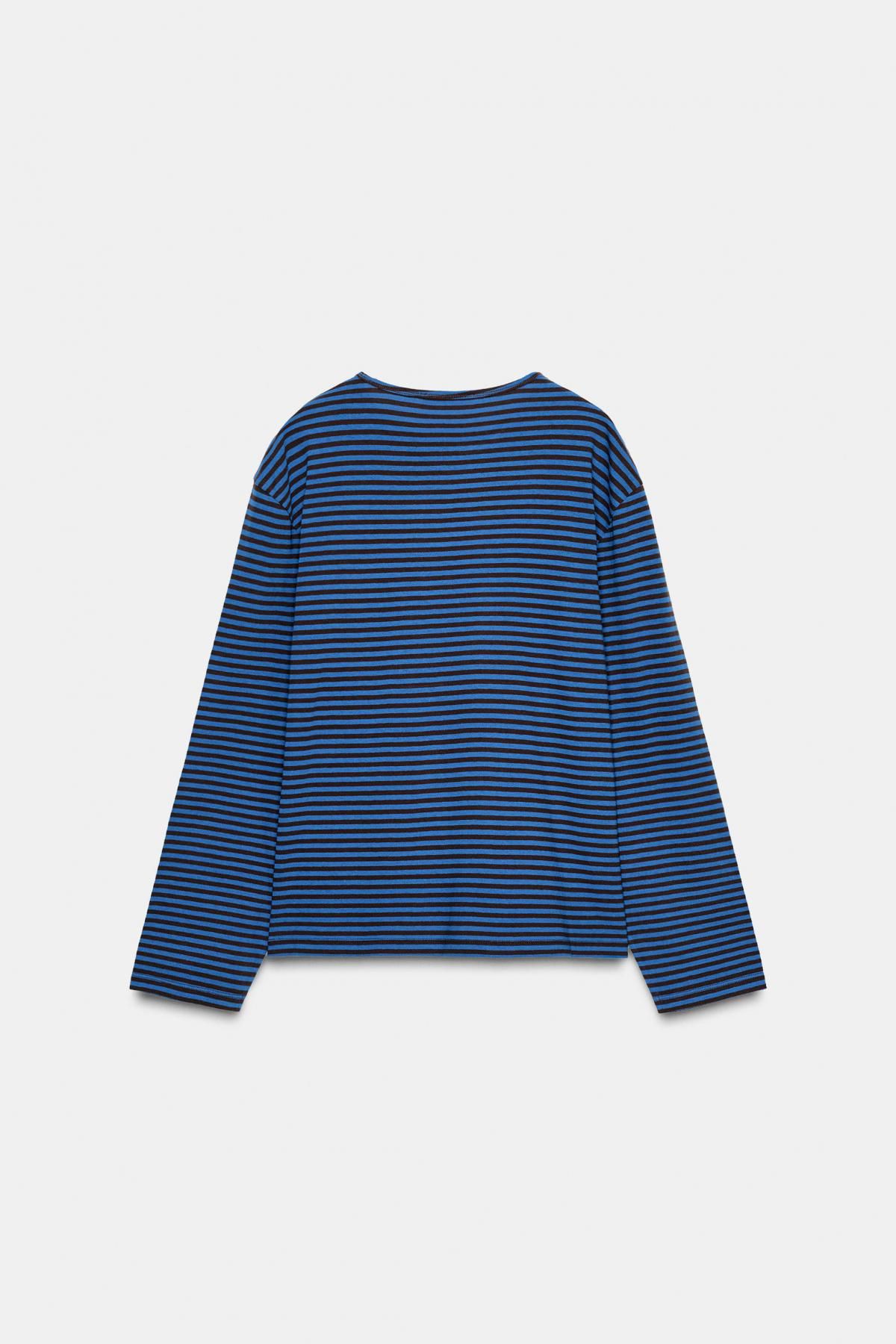 자라 스트라이프 레귤러핏 라운드넥 긴팔 티셔츠 4424/725 BROWN-BLUE - 상세 이미지 4