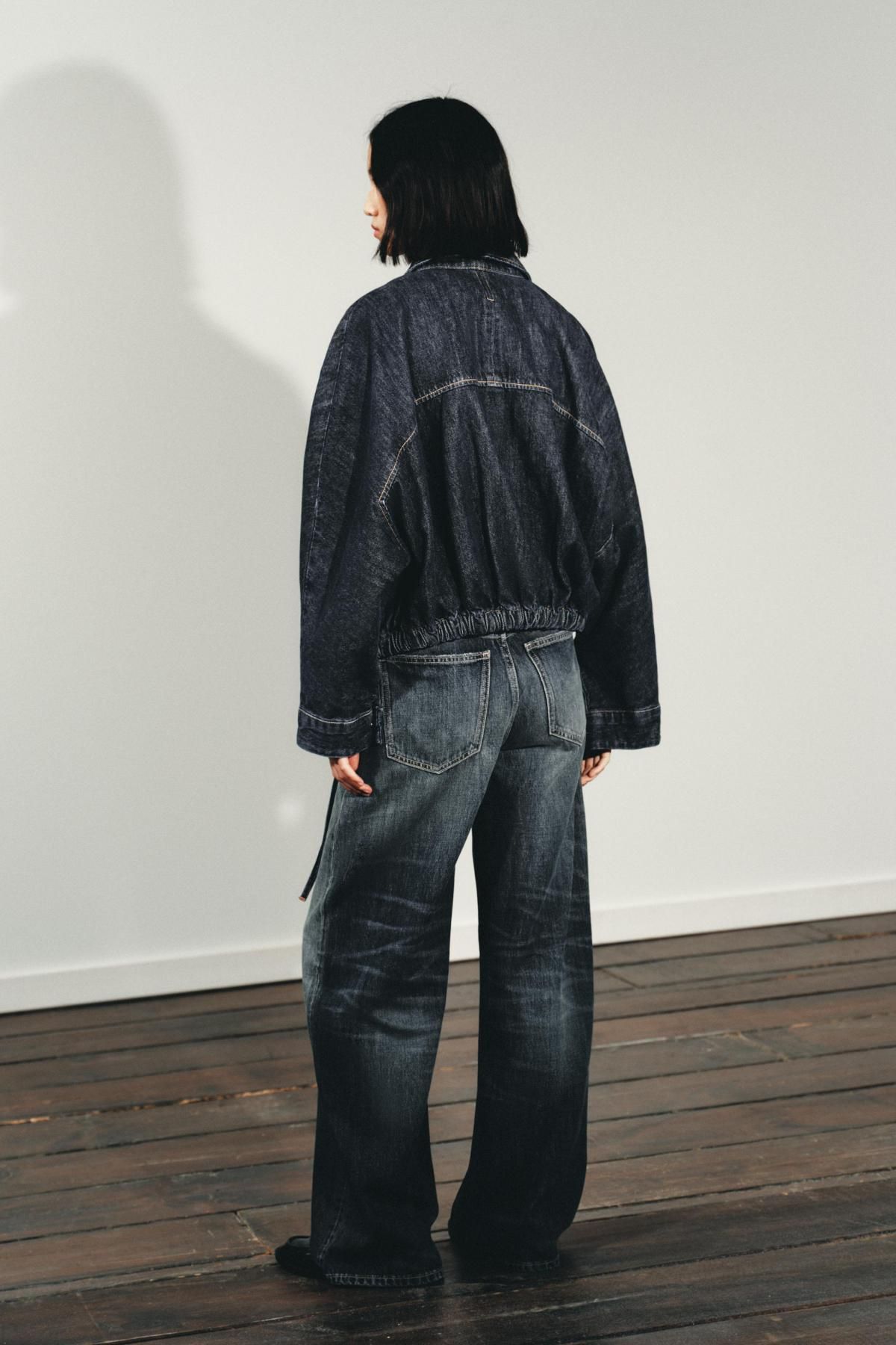 자라 트렌디 하이웨이스트 데님 와이드핏 청바지 5252/226 NAVY BLUE - 상세 이미지 5