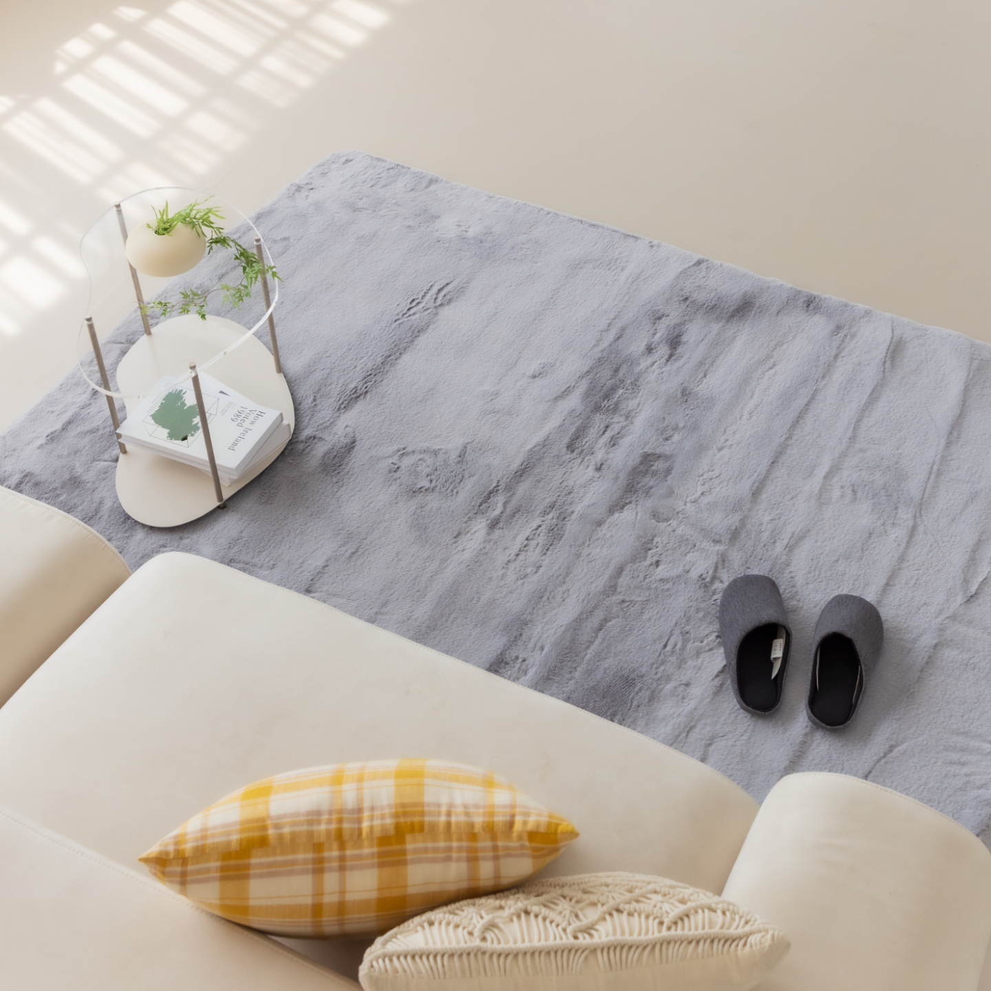 먼지없는 워셔블 장모 온감 러그 대형 거실 침실 원룸 에코퍼 그레이, 170x230