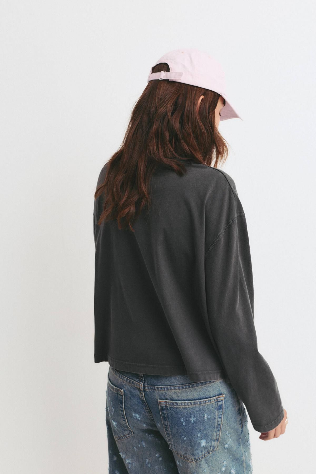 풀앤베어 박시핏 라운드넥 긴팔 티셔츠 7152/303 GREY - 상세 이미지 3
