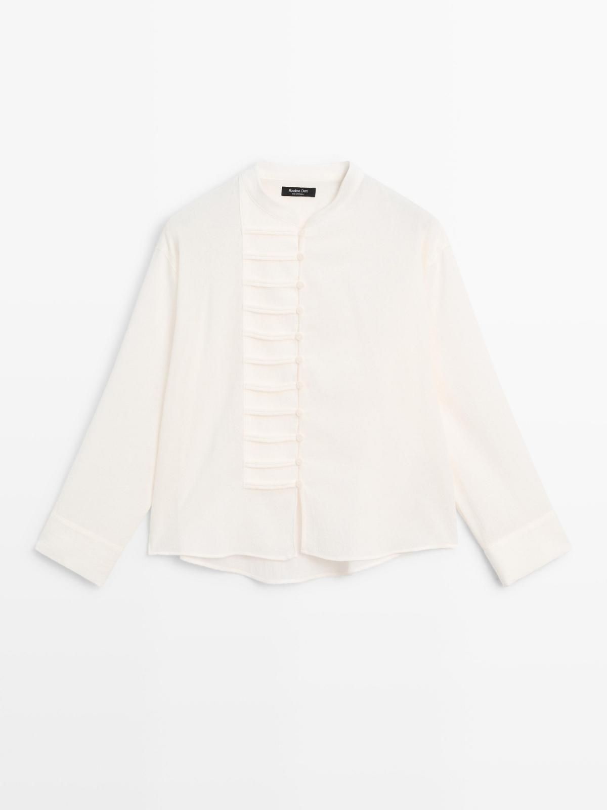 마시모두띠 라운드넥 버튼 디테일 긴팔 셔츠 5161/961 OFF WHITE - 메인 이미지