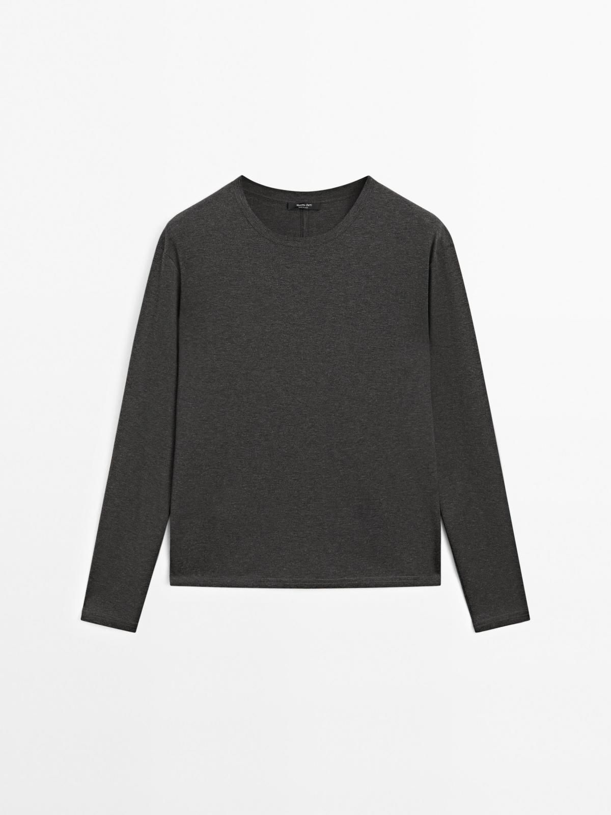 마시모두띠 미니멀 다크그레이 코튼 긴팔 티셔츠 6833/935 ANTHRACITE GREY - 메인 이미지