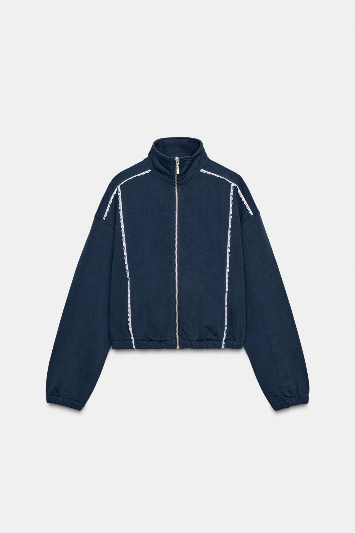 자라 레이스 테크니컬 하이넥 집업 볼륨 맨투맨 0858/802 NAVY BLUE - 메인 이미지