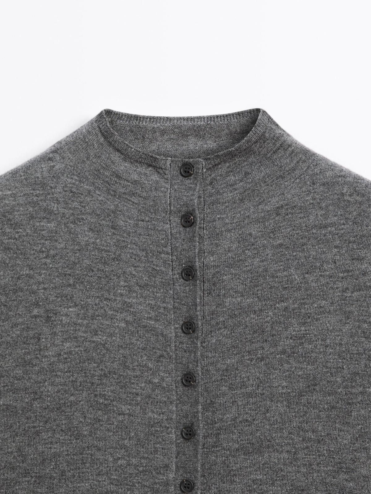 마시모두띠 하이넥 울니트 버튼업 가디건 5670/582 MEDIUM GREY - 상세 이미지 5