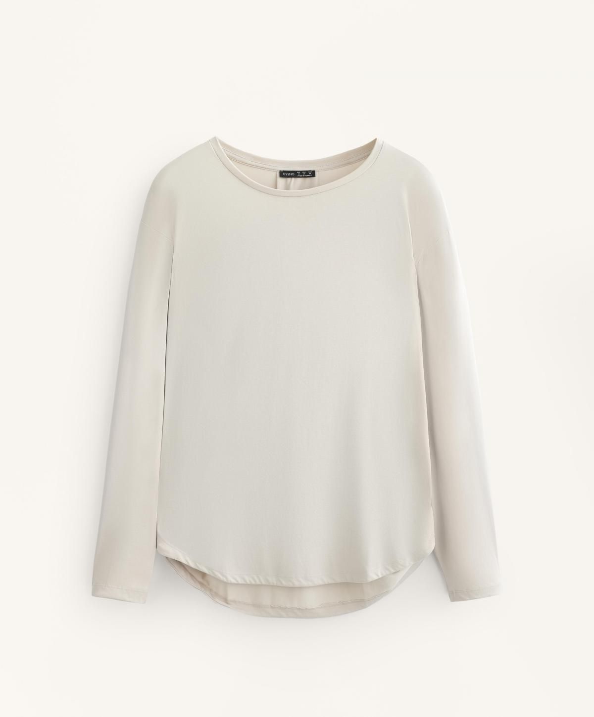 오이쇼 모달블렌드 백플리츠 라운드넥 긴팔 티셔츠 0609/314 PALEMINK - 상품 이미지