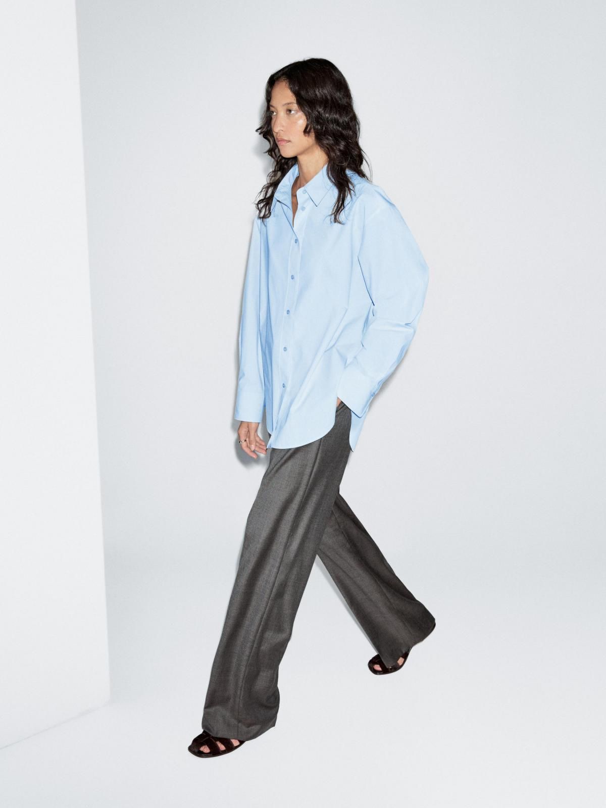마시모두띠 베이직 오버핏 100 코튼 포플린 긴팔 셔츠 5111/911 LIGHT BLUE - 상세 이미지 4