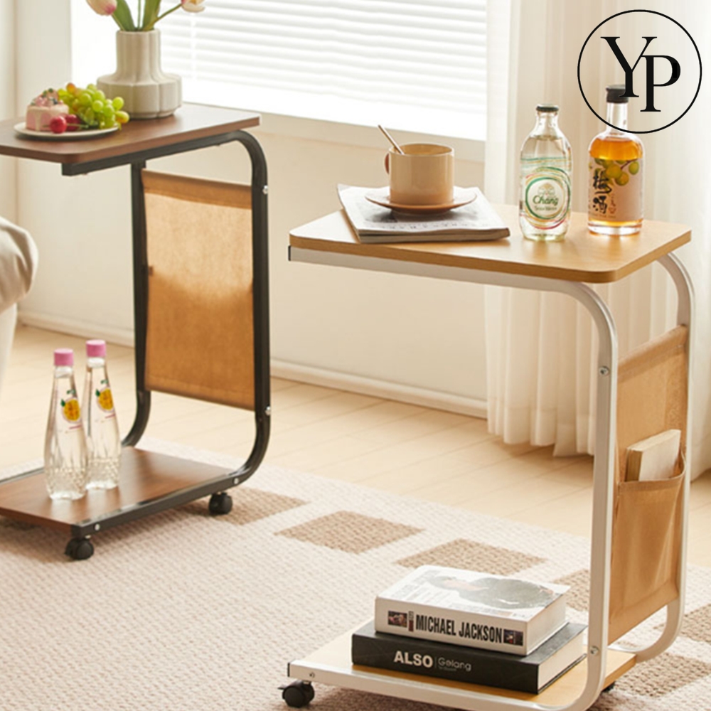 2단 이동식 사이드 테이블 입식 높은 밥상 북 트롤리 침대 소파 협탁 탁자 책상