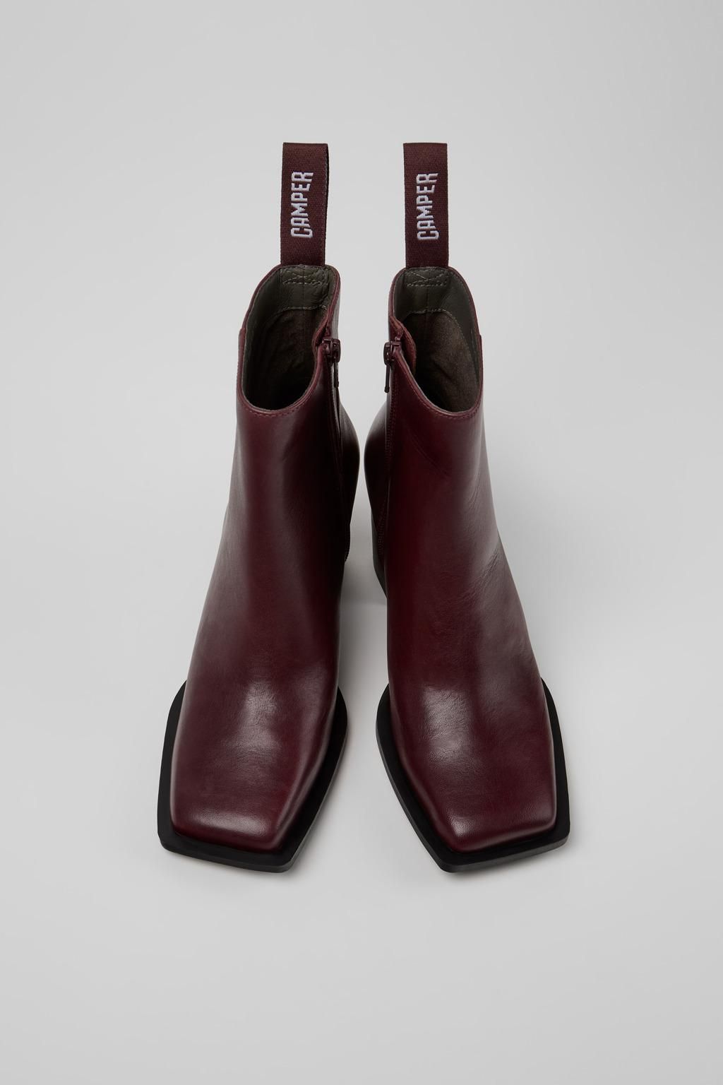 캠퍼 트렌디 스퀘어토 버건디 앵클 부츠 Karole K400581-012 BURGUNDY - 상세 이미지 4