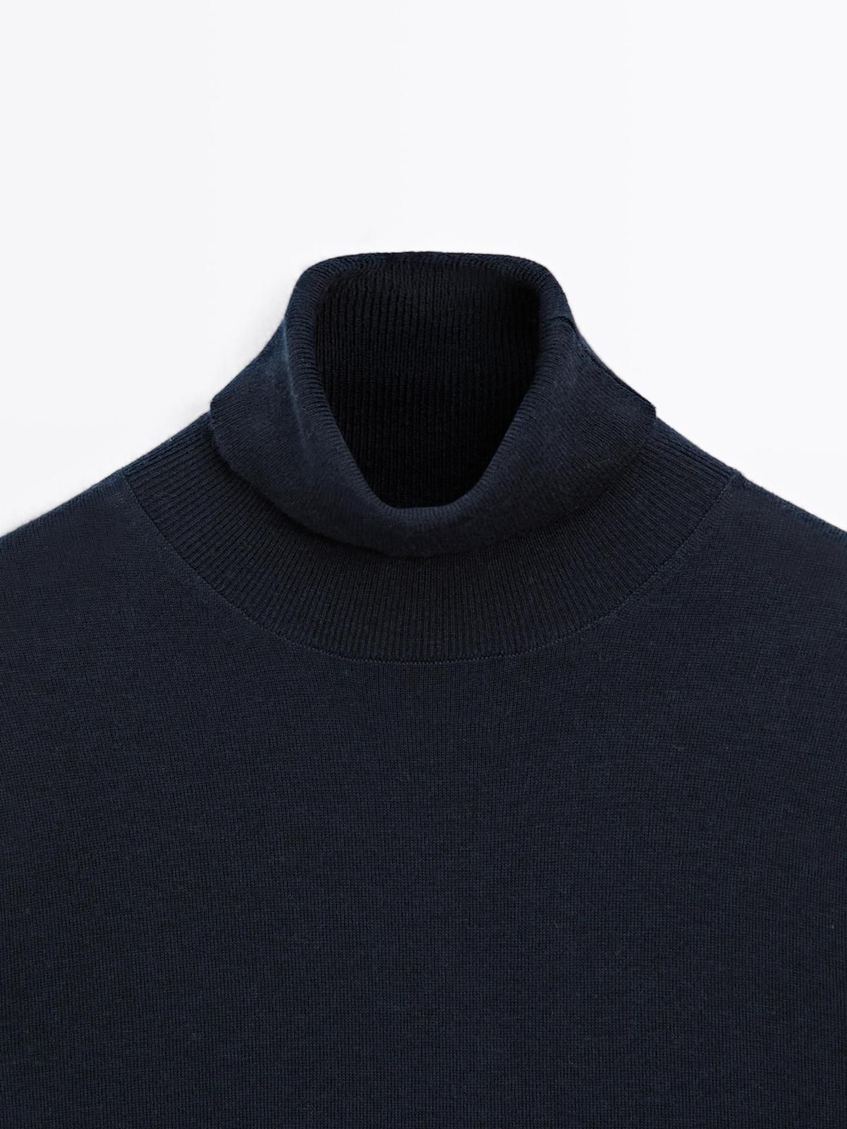 마시모두띠 베이직 하이넥 울블렌드 니트 스웨터 5660/579 NAVY BLUE - 상세 이미지 5