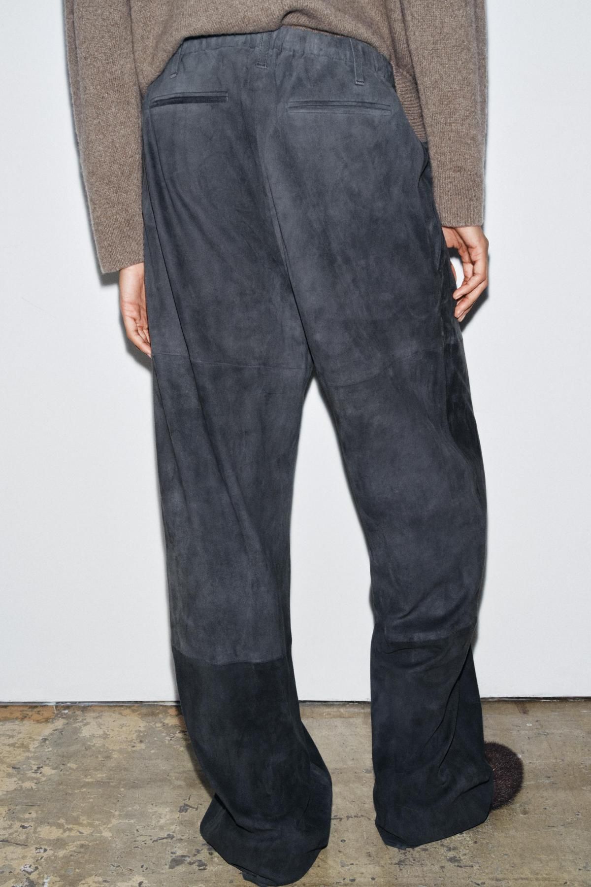 자라 프리미엄 스웨이드 와이드 팬츠 6098/913 ANTHRACITE GREY - 상세 이미지 3