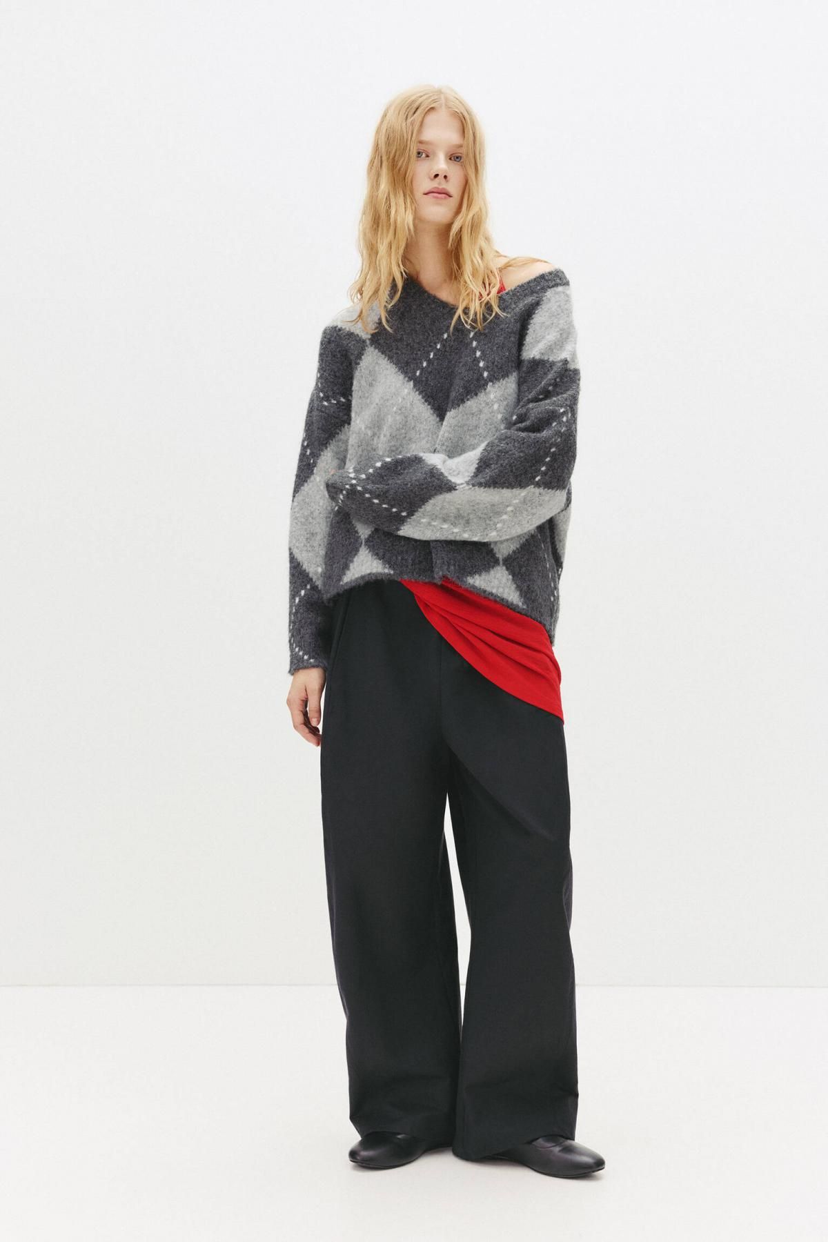 풀앤베어 다이아몬드 아가일 브이넥 울블렌드 스웨터 7550/356 ANTHRACITE GREY 이미지 6