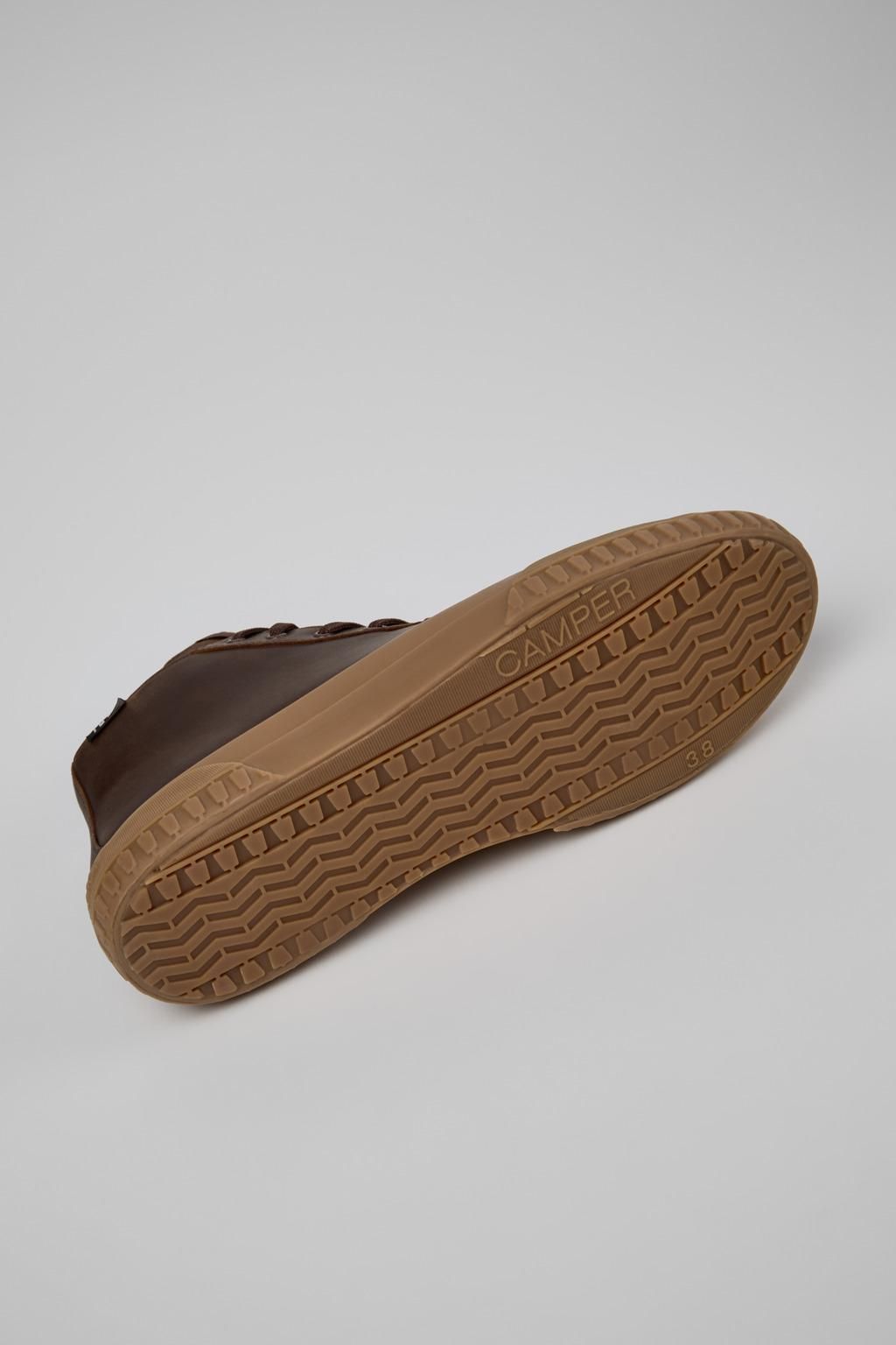 캠퍼 프리미엄 카프스킨 브라운 하이탑 스니커즈 Camaleon K400614-010 BROWN - 상세 이미지 5