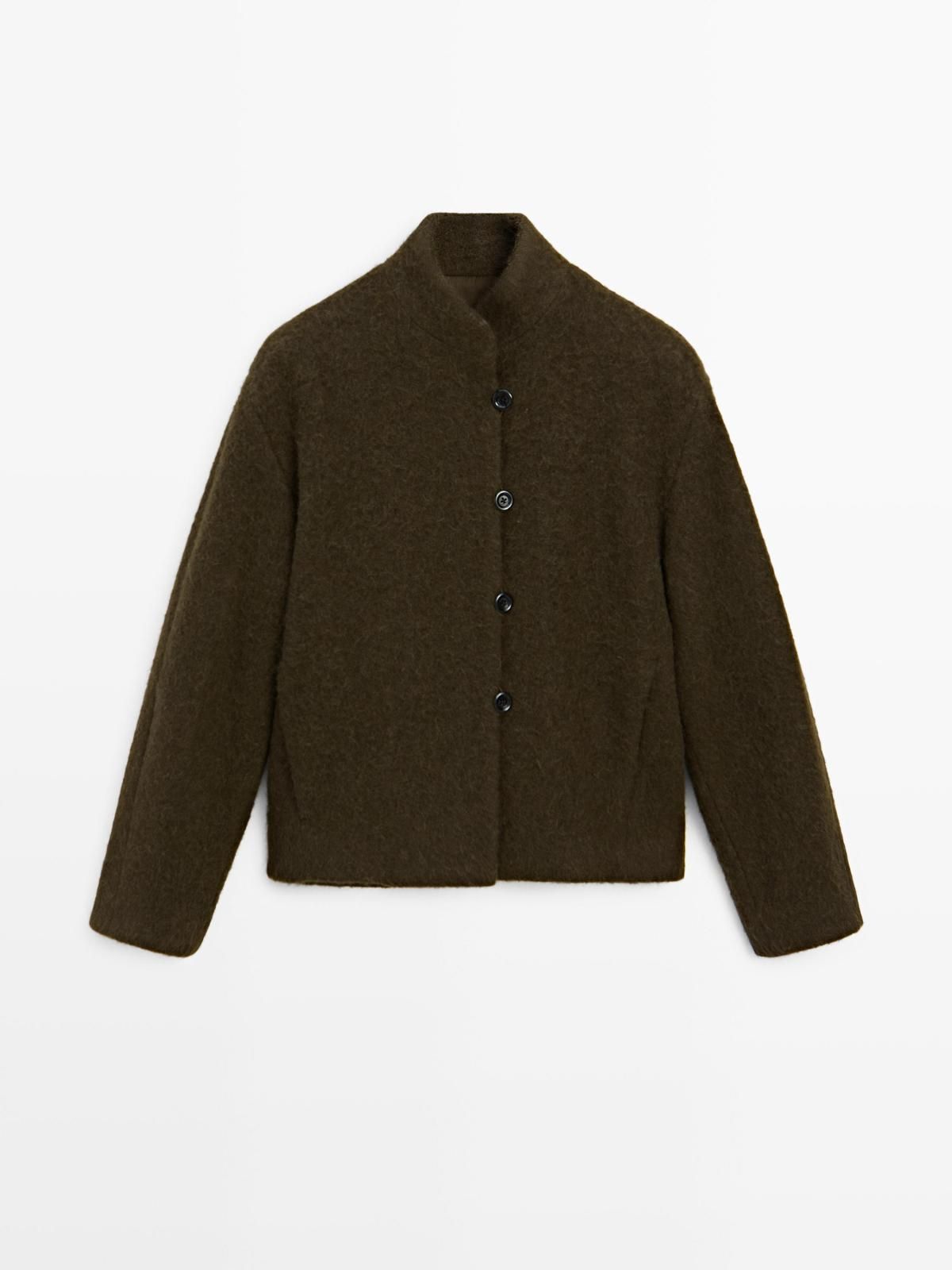 마시모두띠 알파카울 블렌드 미니멀 숏 재킷 6792/350 KHAKI - 상품 이미지