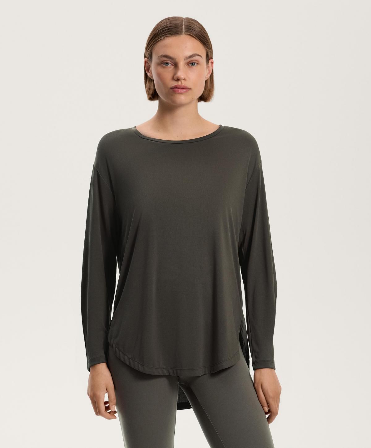 오이쇼 모달블렌드 백플리츠 라운드넥 긴팔 티셔츠 0609/314 ANTHRACITE - 상세 이미지 2