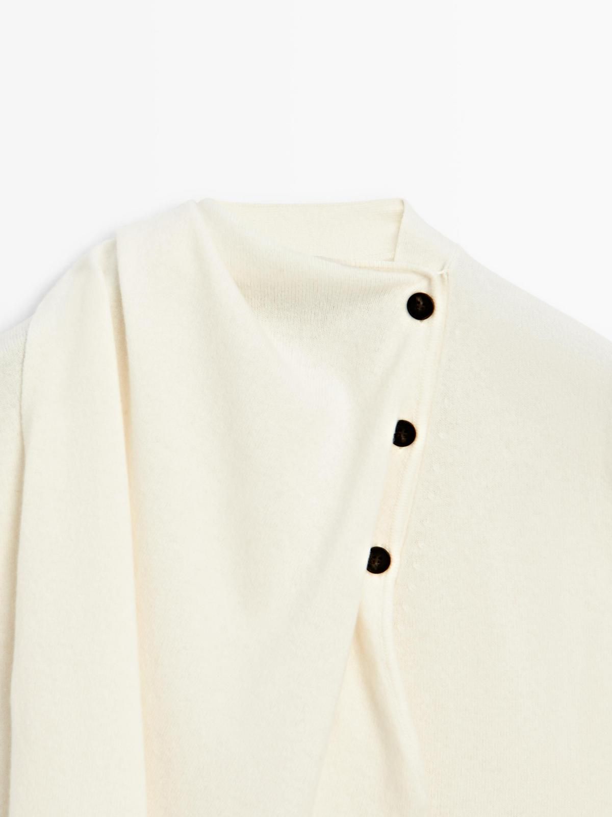 마시모두띠 프리미엄 울 브이넥 스카프 니트 베스트 5695/500 OCHRE MARL - 상세 이미지 5