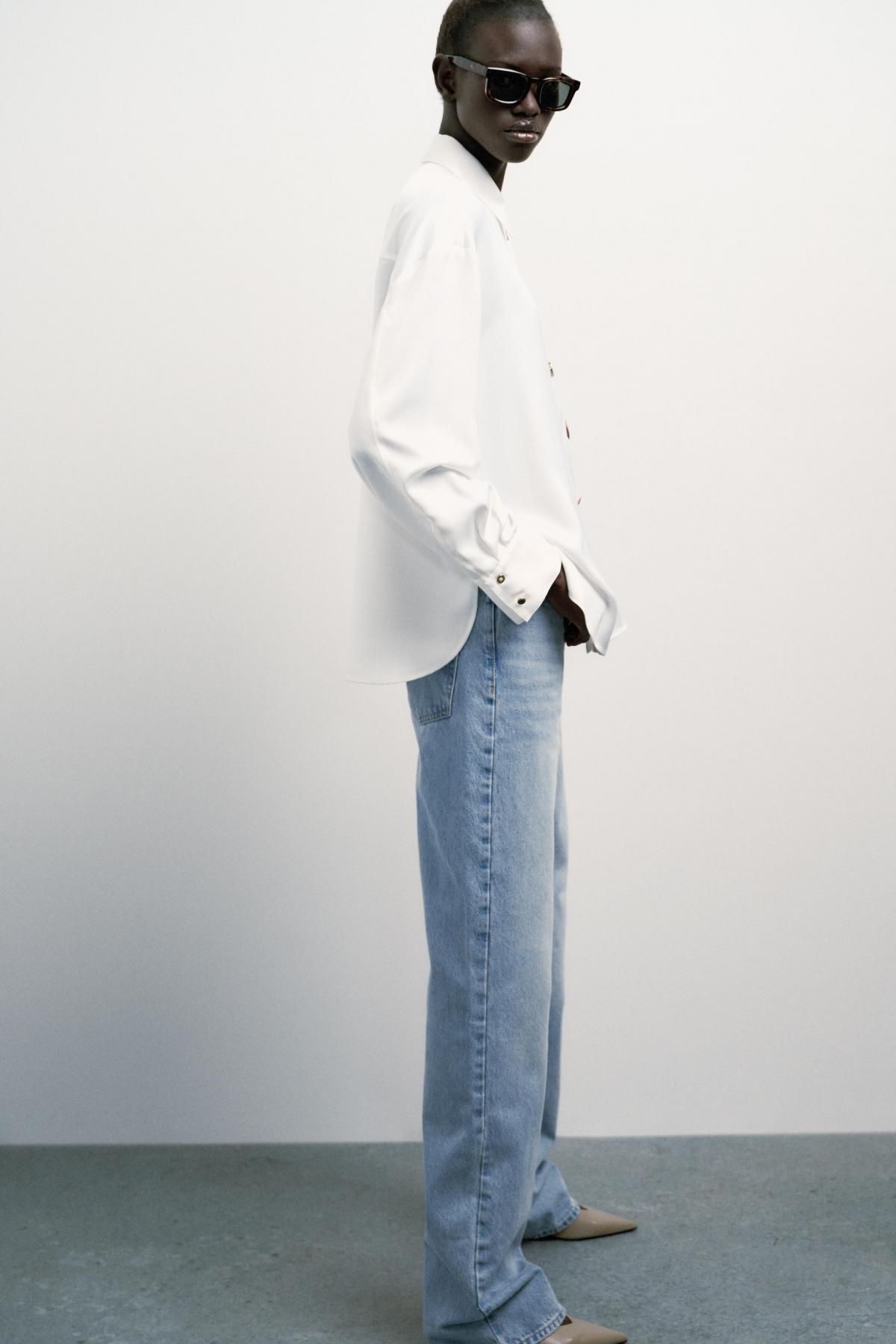 자라 새틴 버튼 긴팔 셔츠 8892/922 WHITE - 상세 이미지 4