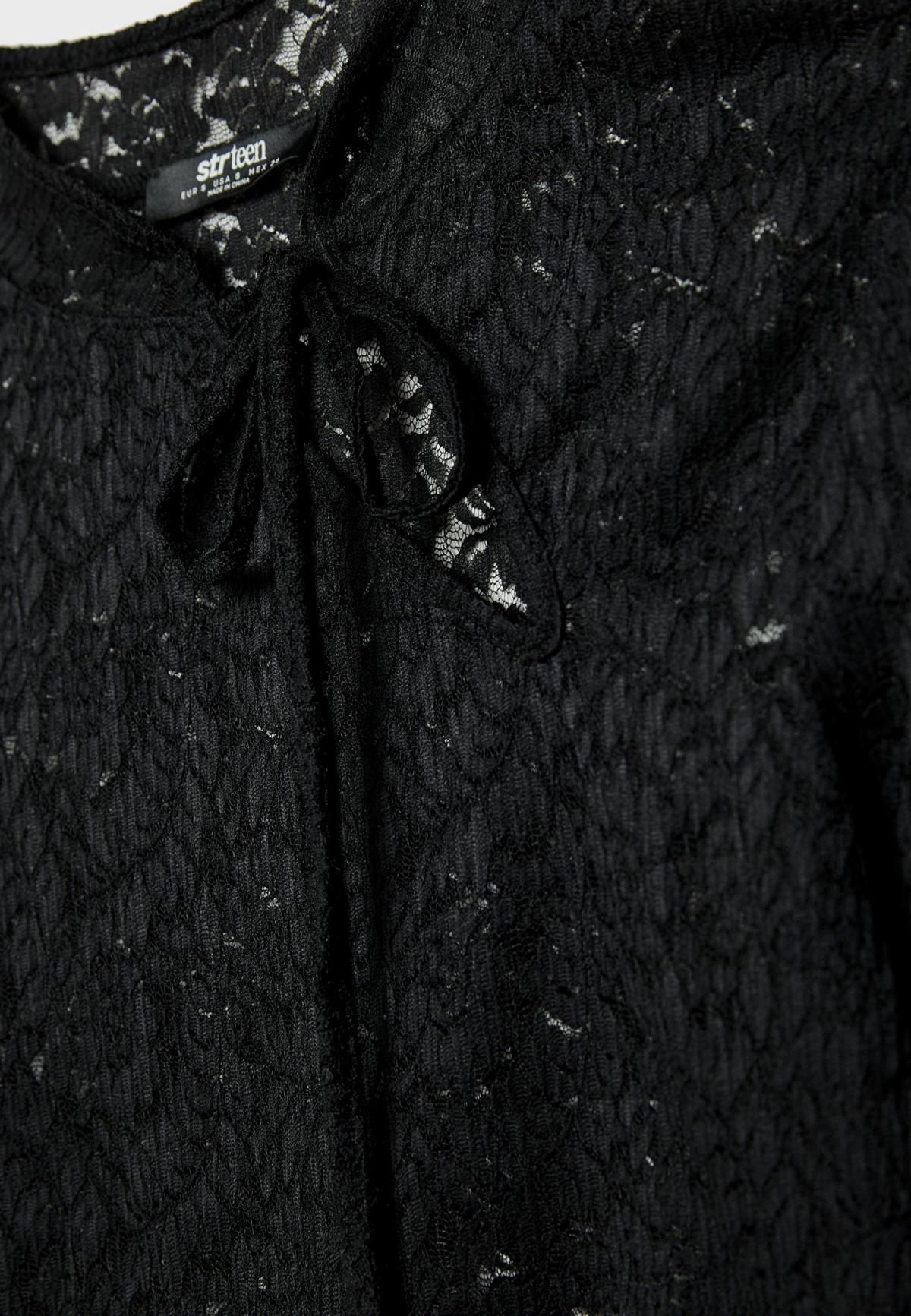 스트라디바리우스 시스루 크롭 하이넥 레이스 탑 8106/600 BLACK - 상세 이미지 2