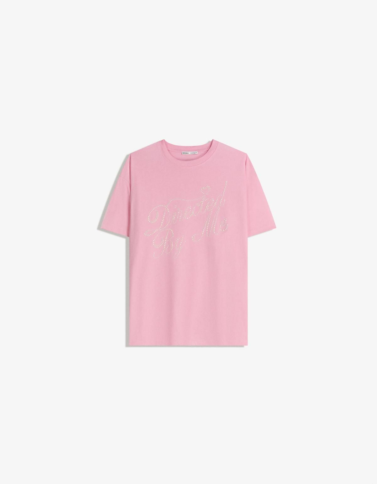 버쉬카 오버사이즈 프린트 핑크 반팔 티셔츠 7643/360 PINK - 상품 이미지