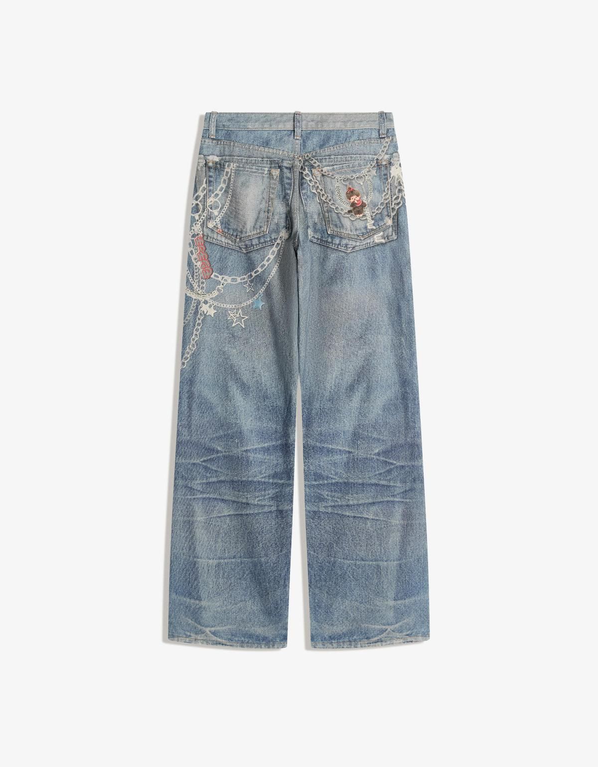 버쉬카 Y2K 프린트 배기핏 데님 청바지 8379/156 LIGHT BLUE - 상세 이미지 2