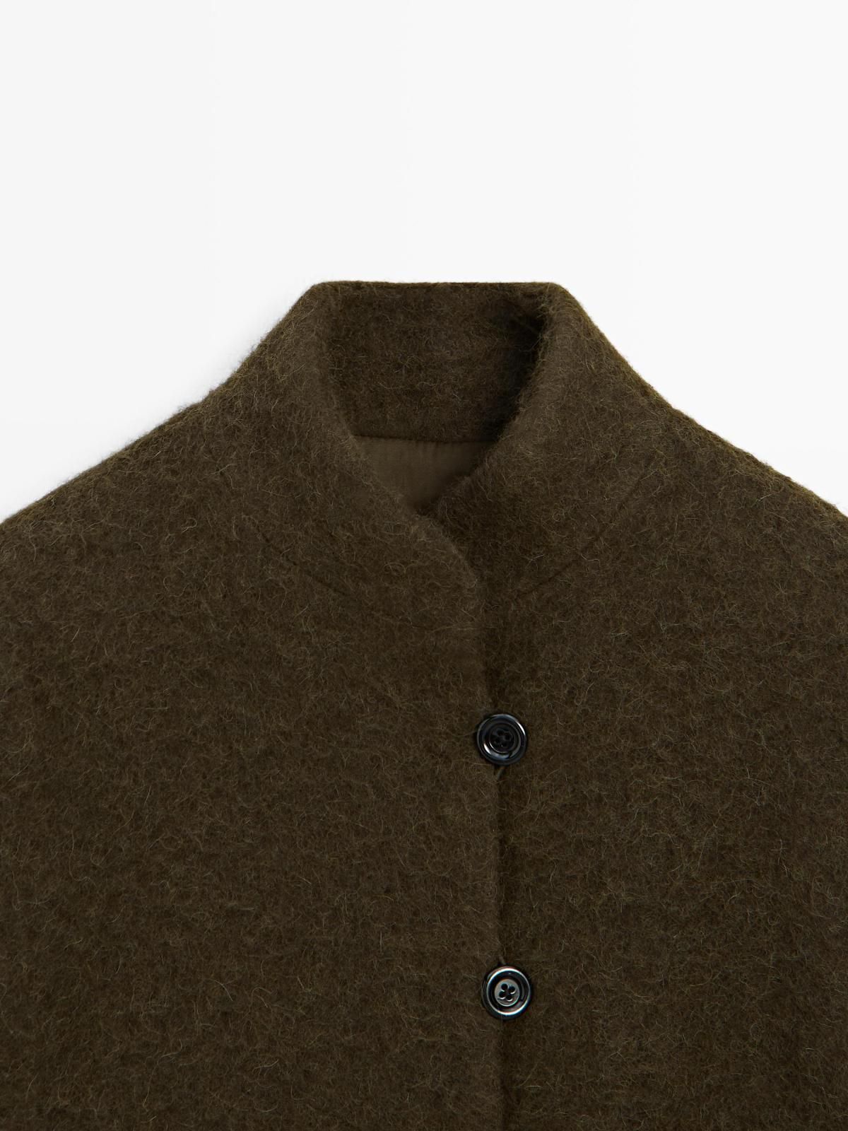 마시모두띠 알파카울 블렌드 미니멀 숏 재킷 6792/350 KHAKI - 상세 이미지 5