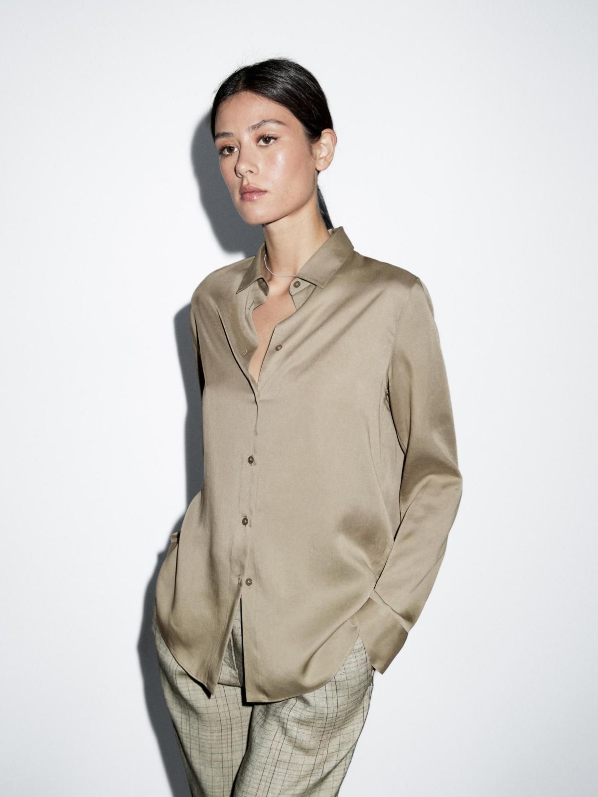 마시모두띠 미니멀 베이직 플루이드 긴팔 셔츠 5153/953 OCHRE - 상세 이미지 3