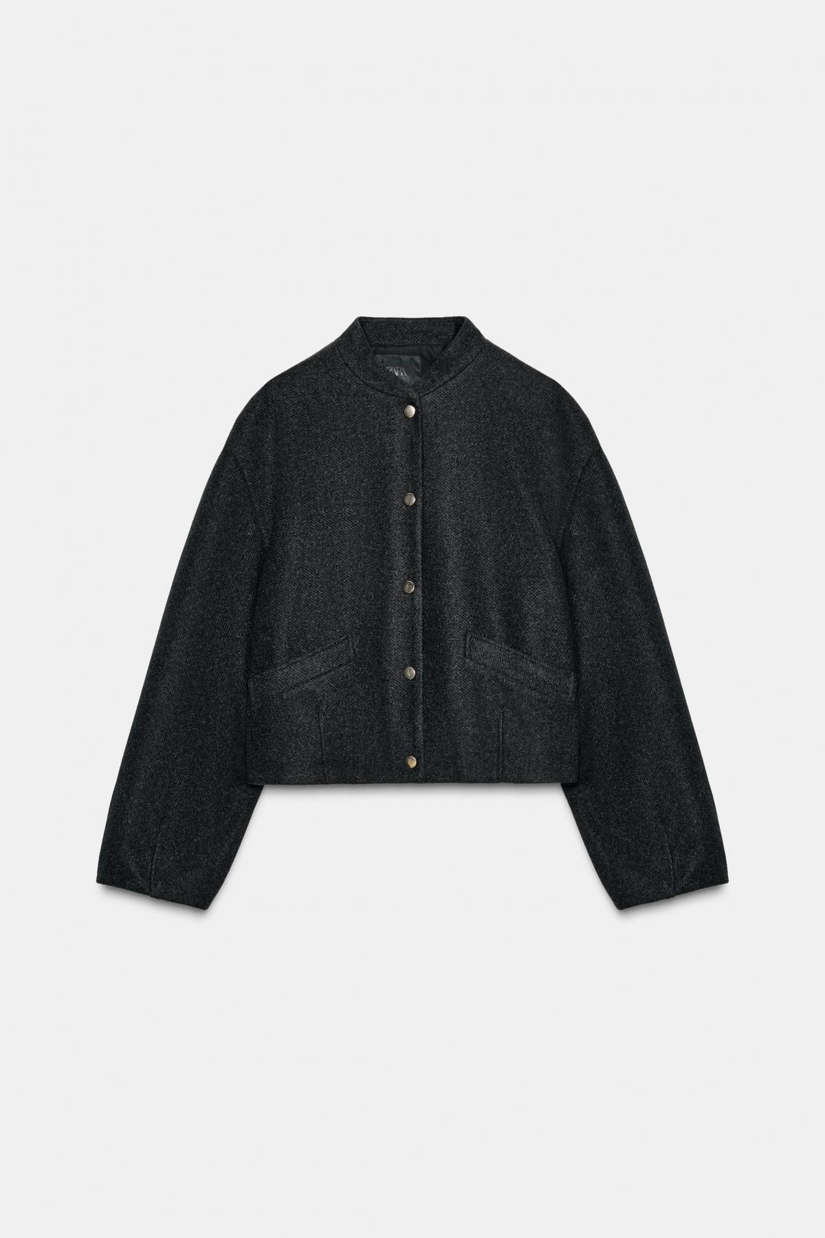 자라 소프트 하이넥 엘라스틱 헴 봄버 재킷 8741/221 GREY - 메인 이미지