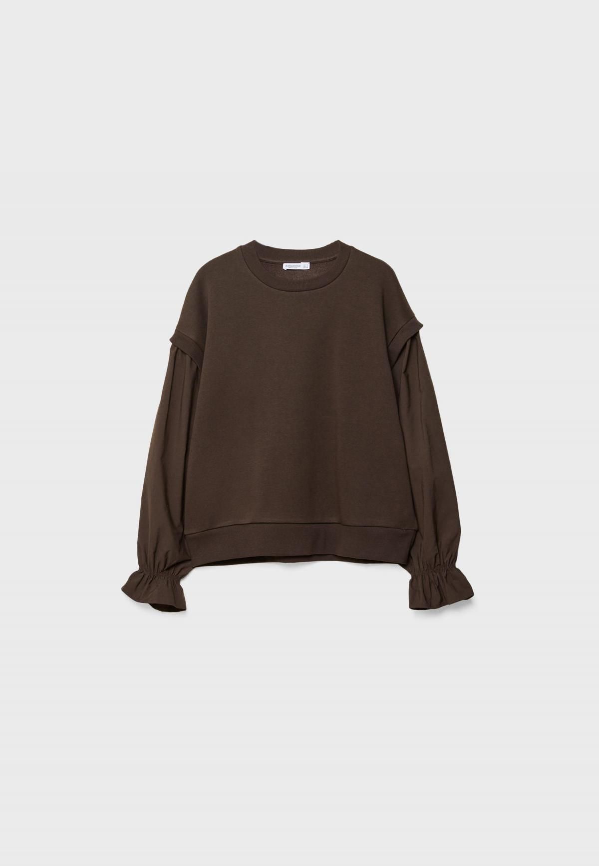 스트라디바리우스 퍼프슬리브 라운드넥 스웻셔츠 6704/441 BROWN - 상품 이미지
