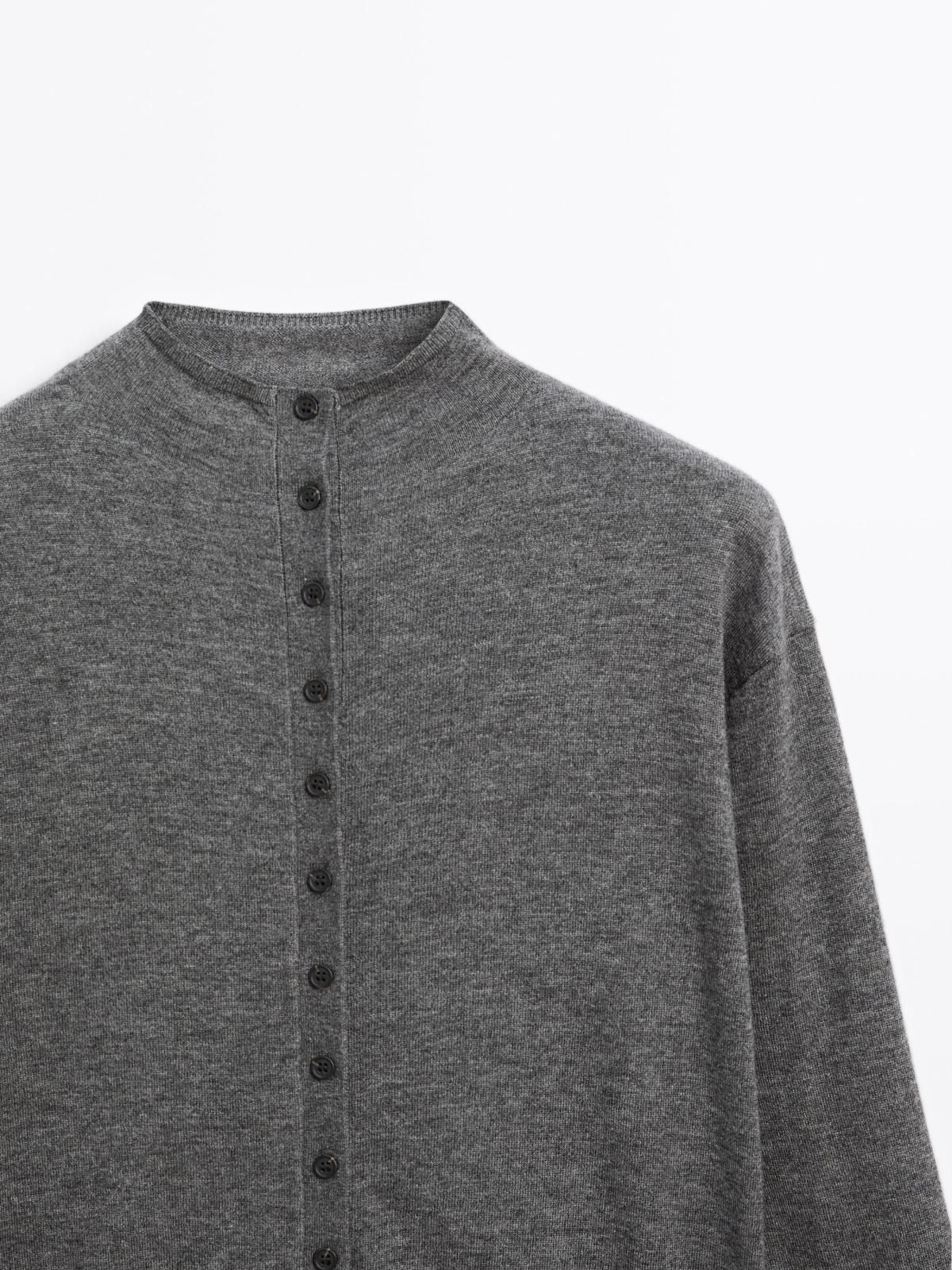 마시모두띠 하이넥 울니트 버튼업 가디건 5670/582 MEDIUM GREY - 상세 이미지 2
