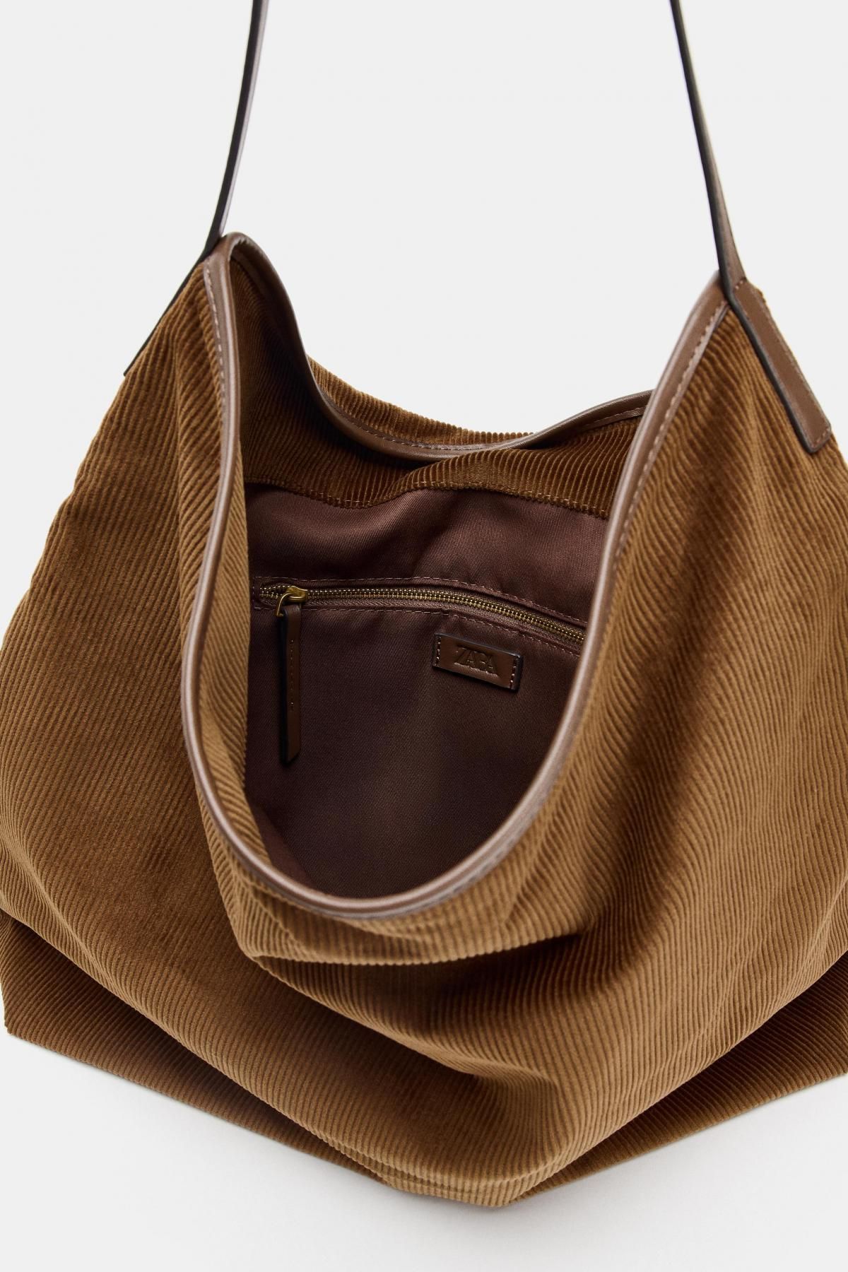 자라 코듀로이 테크니컬 버클 스트랩 토트백 6186/610 BROWN 이미지 6