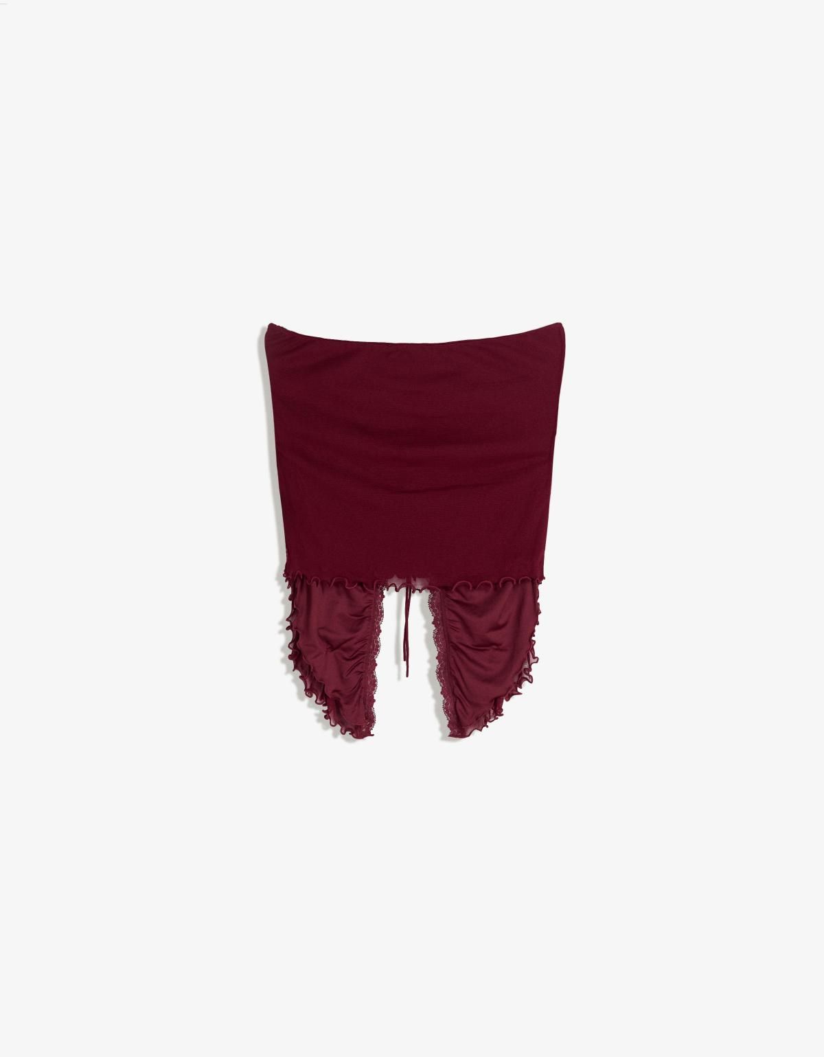 버쉬카 트렌디 셔링 레이스 오프숄더 탑 8781/080 MAROON - 상세 이미지 2