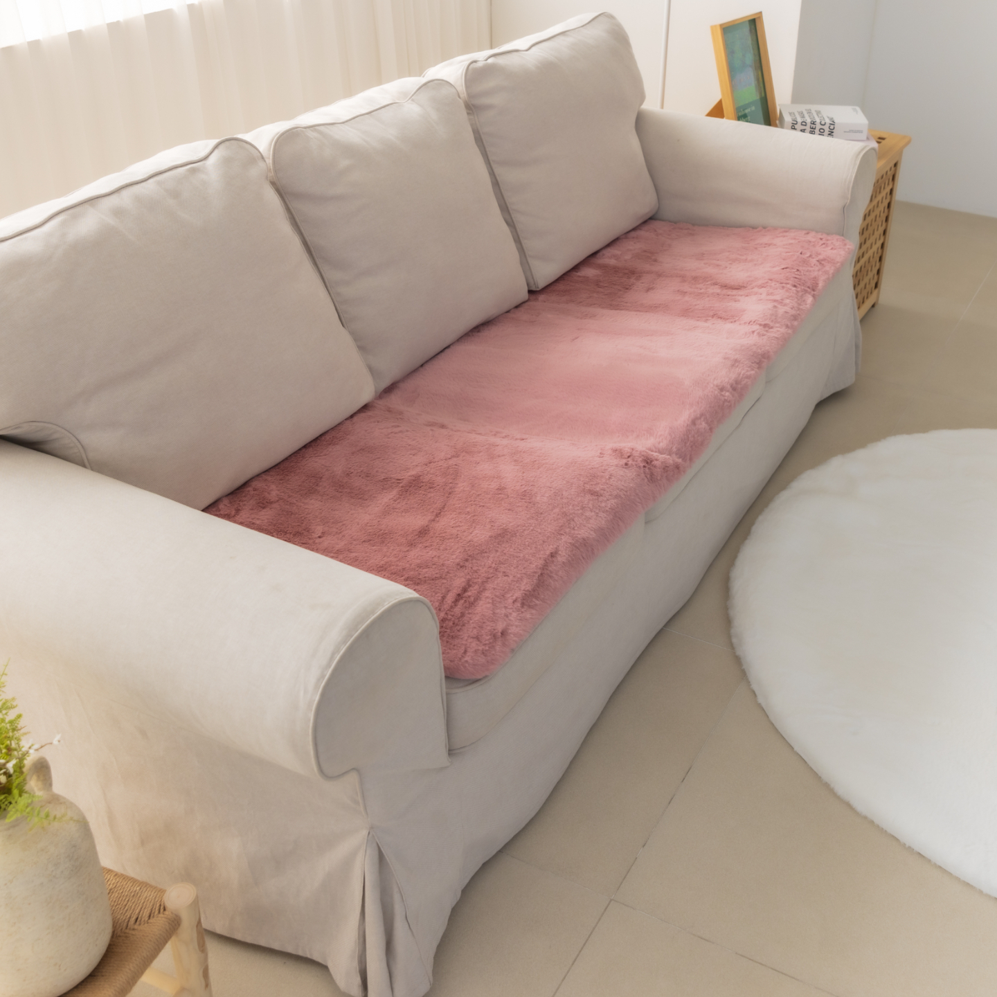 먼지없는 워셔블 장모 온감 러그 대형 거실 침실 원룸 에코퍼 핑크, 60x170