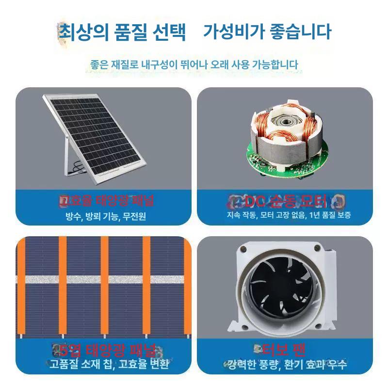 태양광 냄새 가스배출기 휀 후드관 단열 고효율태양광패널 2인치 50 팬 6W 고효율 - 상세 이미지 4
