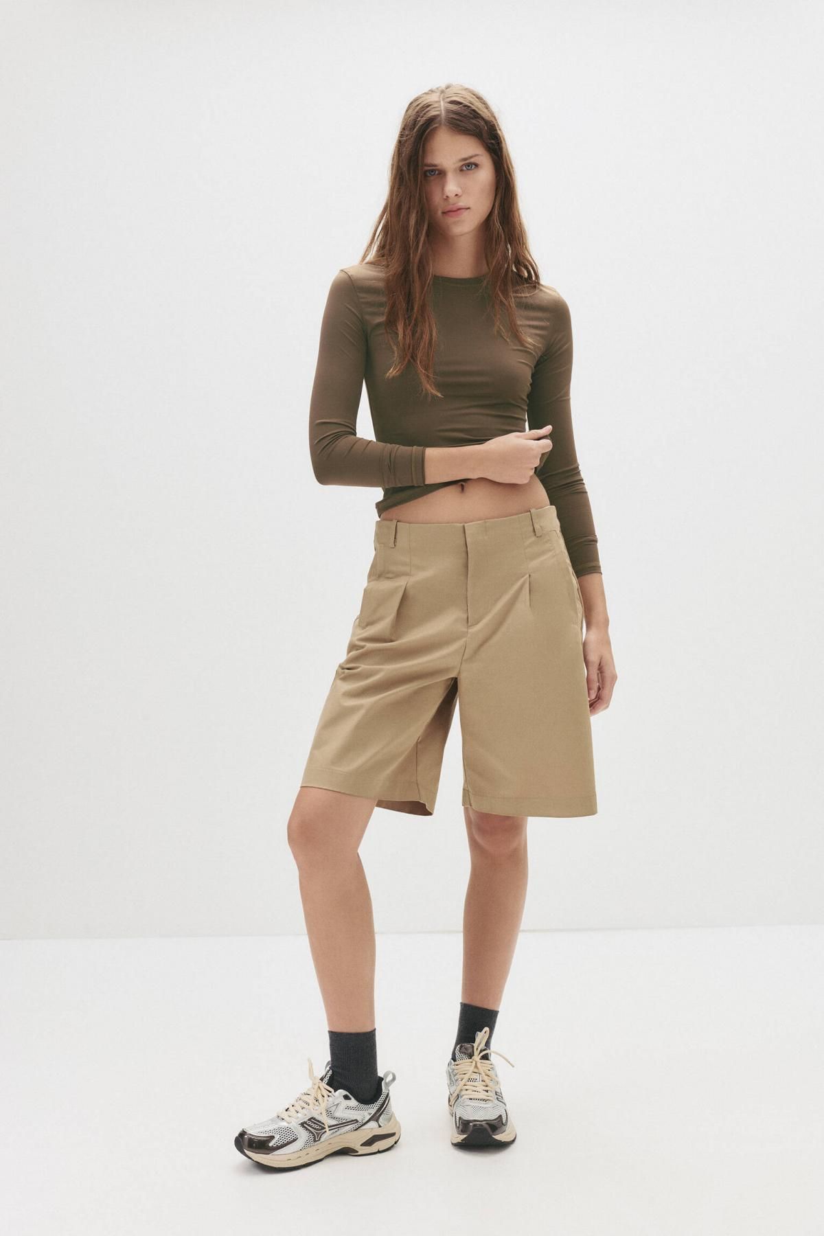 풀앤베어 테크니컬 폴리아미드 라운드넥 긴팔 티셔츠 7152/307 BROWN - 상세 이미지 5