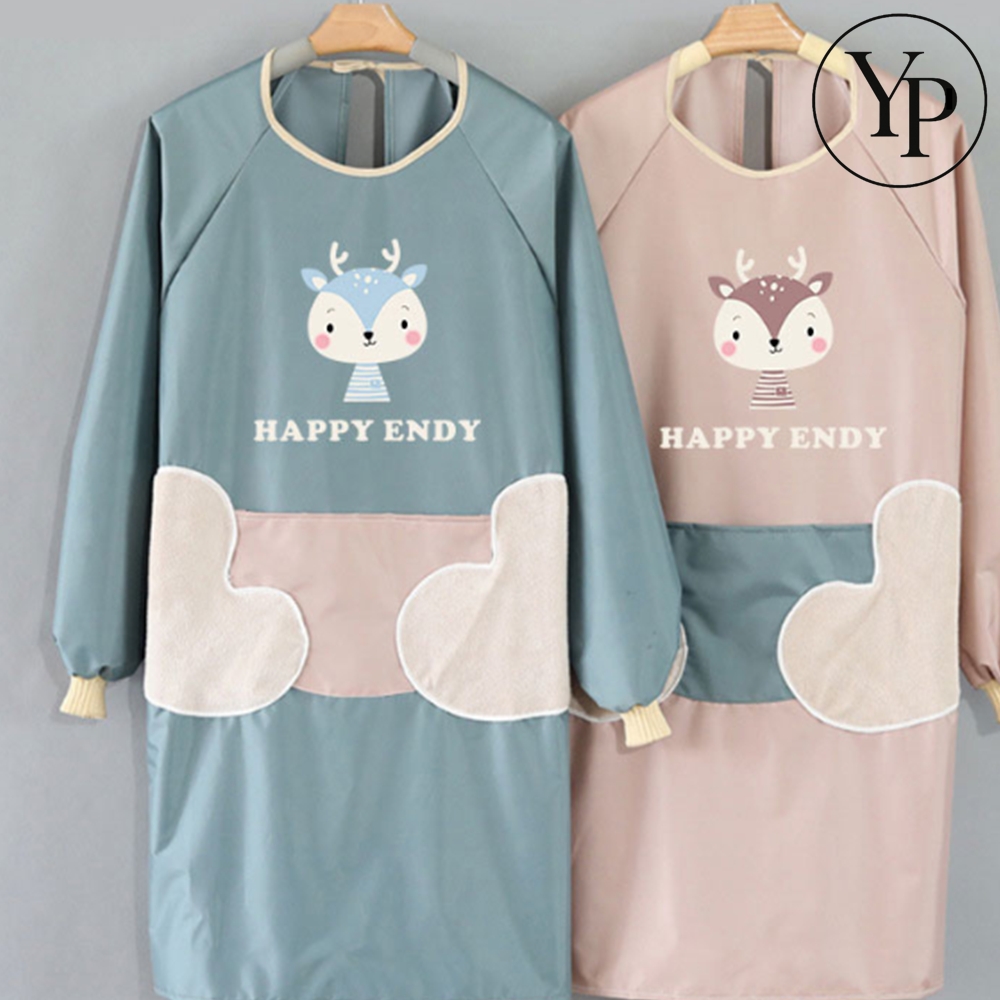 캐릭터 방수 앞치마 원피스형 멀티 포켓 네일샵 미술 화방 작업 캔버스 작업복