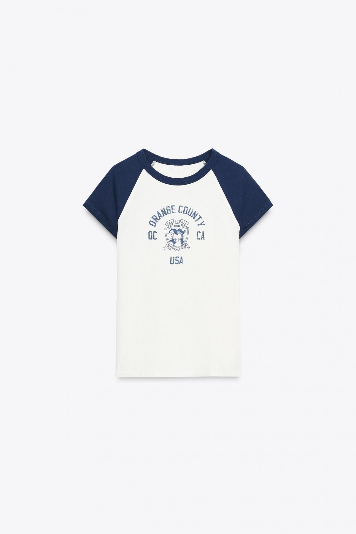 자라 캐주얼 레터링 래글런 반팔 티셔츠 5643/804 WHITE / NAVY - 메인 이미지