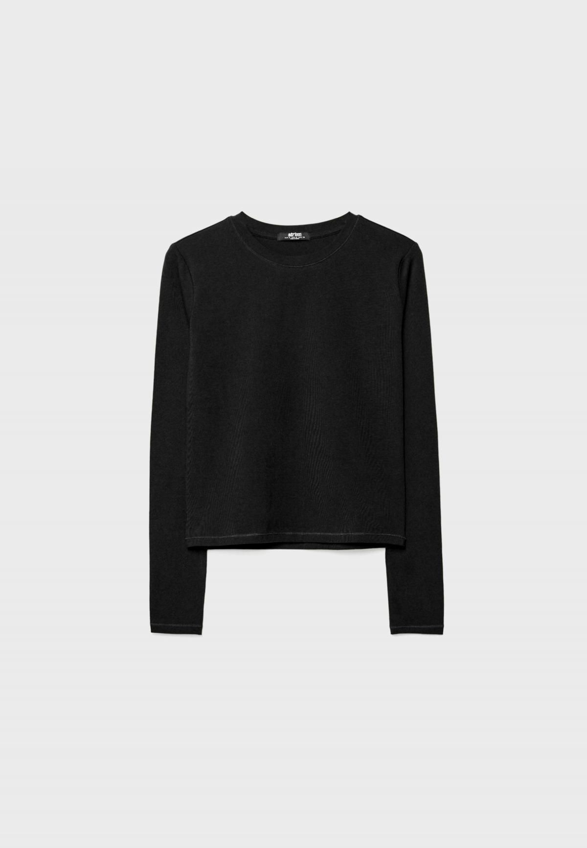 스트라디바리우스 베이직 심플 라운드넥 블랙 긴팔 티셔츠 8078/650 BLACK - 상품 이미지