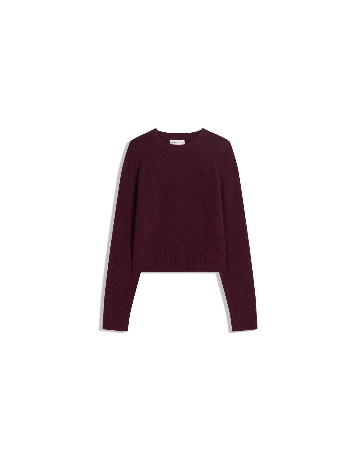 버쉬카 버건디 크롭 라운드넥 니트 스웨터 7262/693 BURGUNDY - 상세 이미지 3