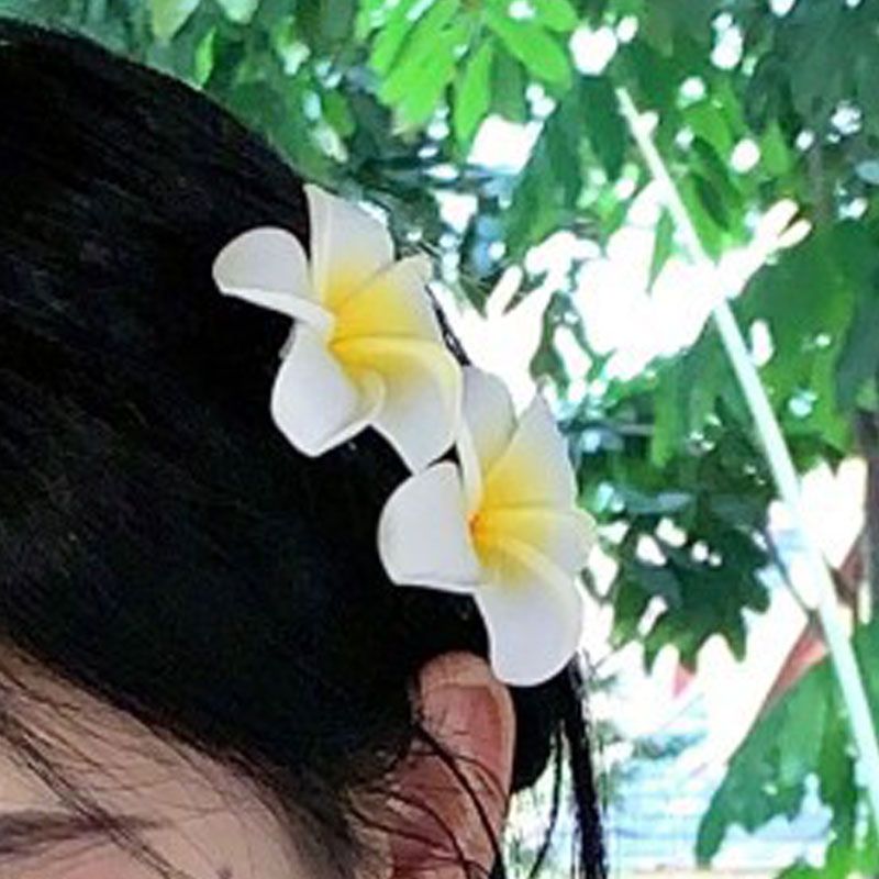 플루메리아 하와이꽃핀 해외여행 꾸미기 해변 바다 머리핀 예쁜 헤어핀 집게핀 헤어 액세서리 - 상세 이미지 3