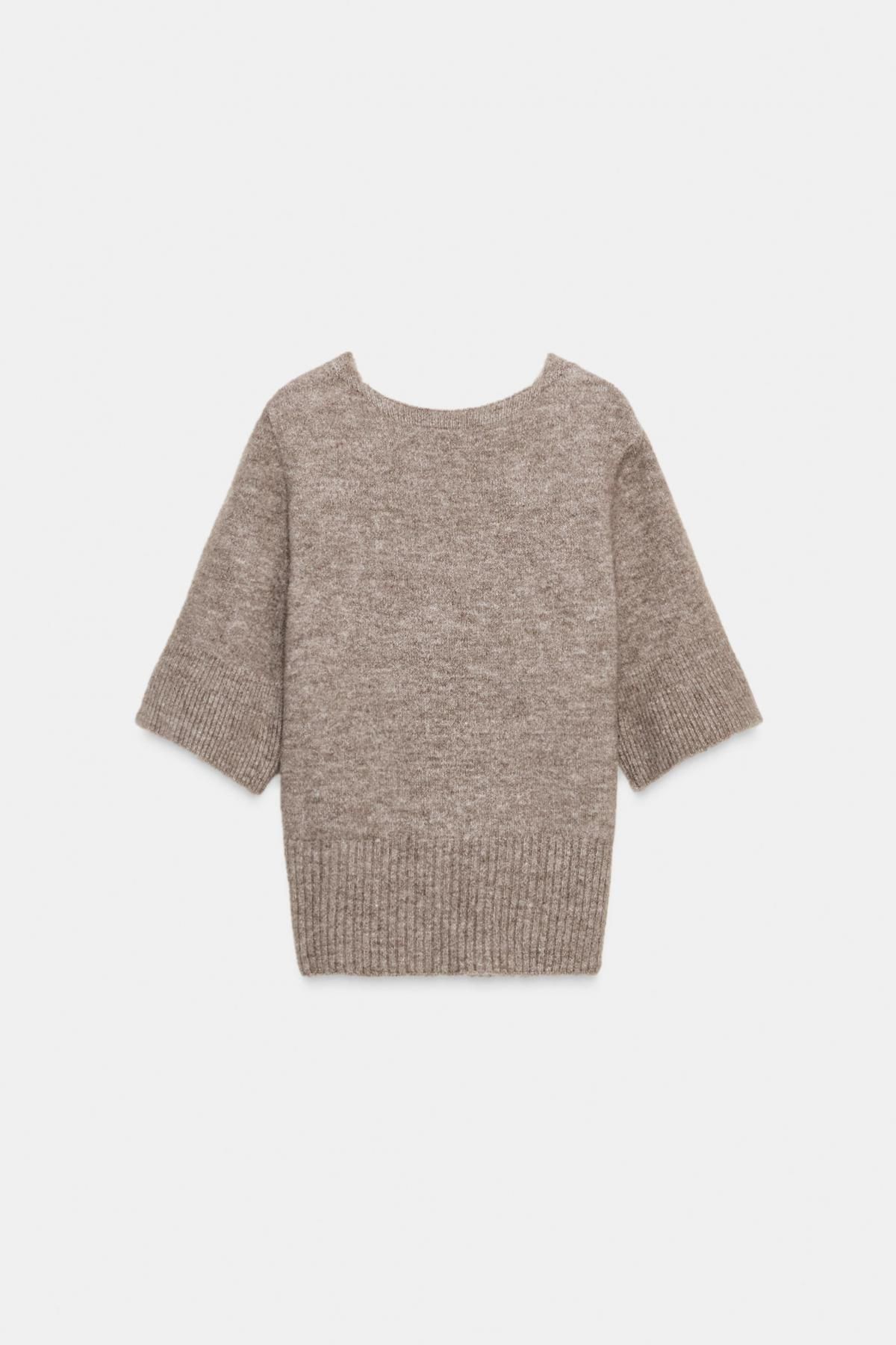 자라 트렌디 오픈백 라운드넥 니트 탑 4331/106 BROWN / TAUPE - 상품 이미지