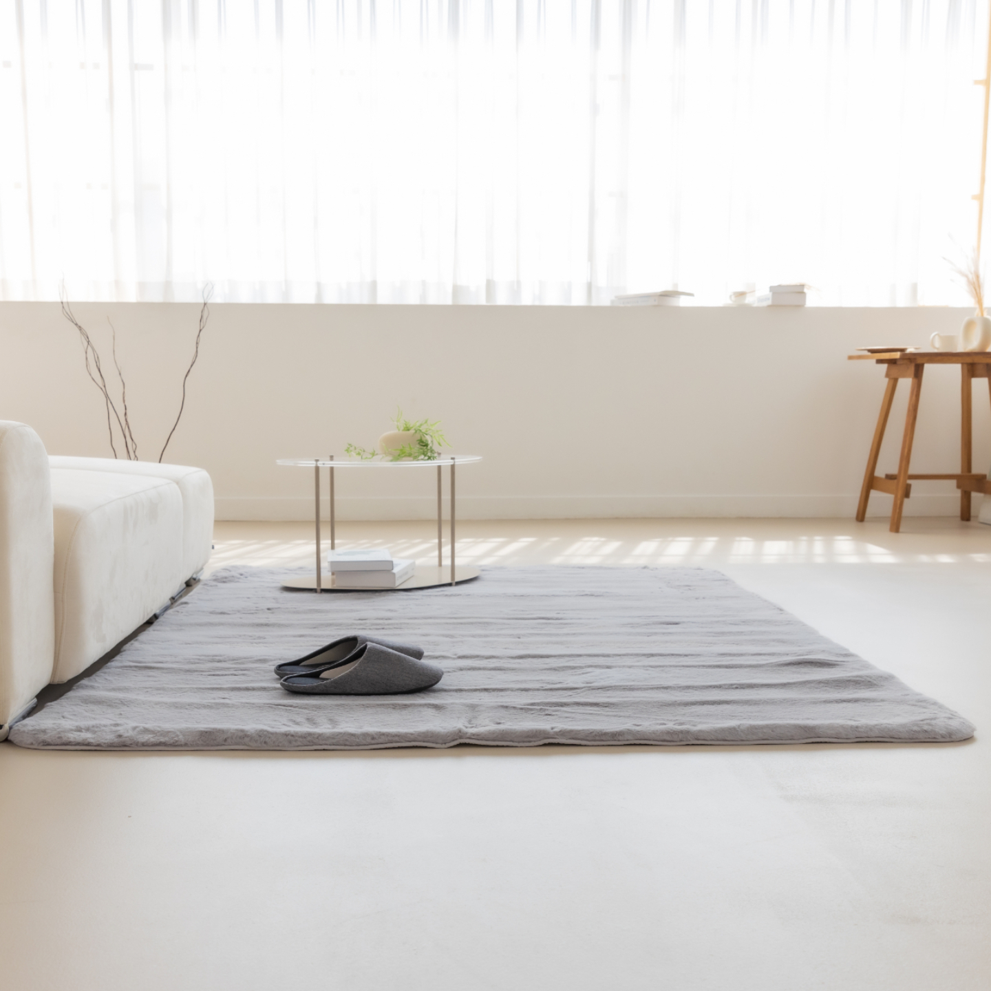 먼지없는 워셔블 장모 온감 러그 대형 거실 침실 원룸 에코퍼 그레이, 170x230