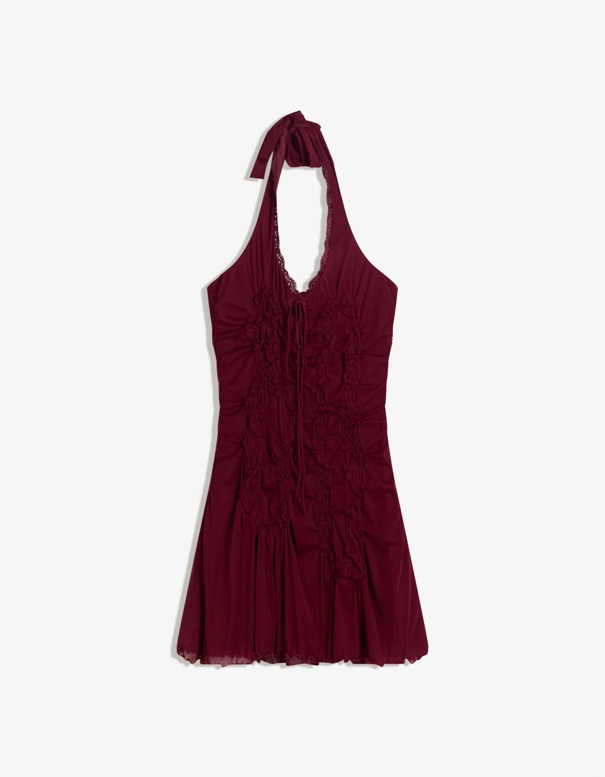 버쉬카 레이스 셔링 미니 원피스 5759/080 MAROON - 상품 이미지