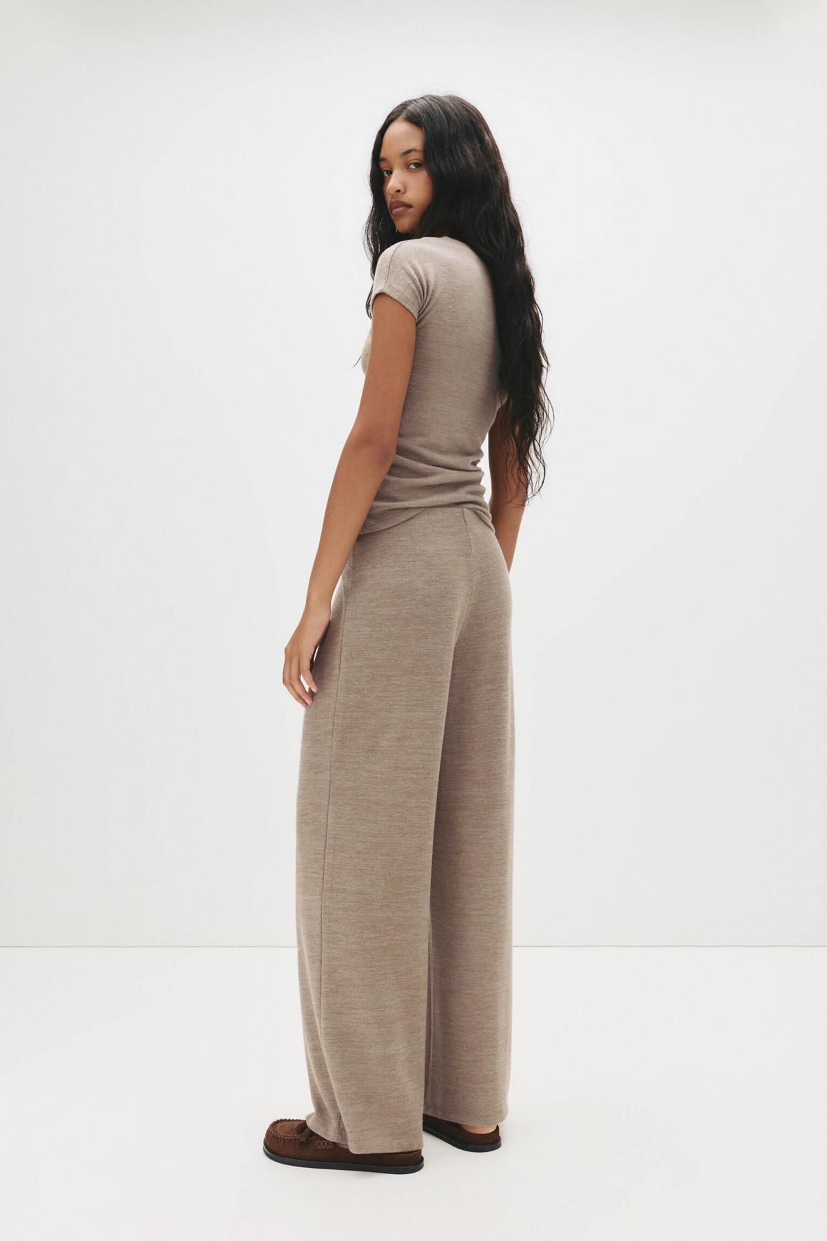 풀앤베어 소프트 밴딩 하이웨스트 와이드 팬츠 7674/366 BROWN - 상세 이미지 5