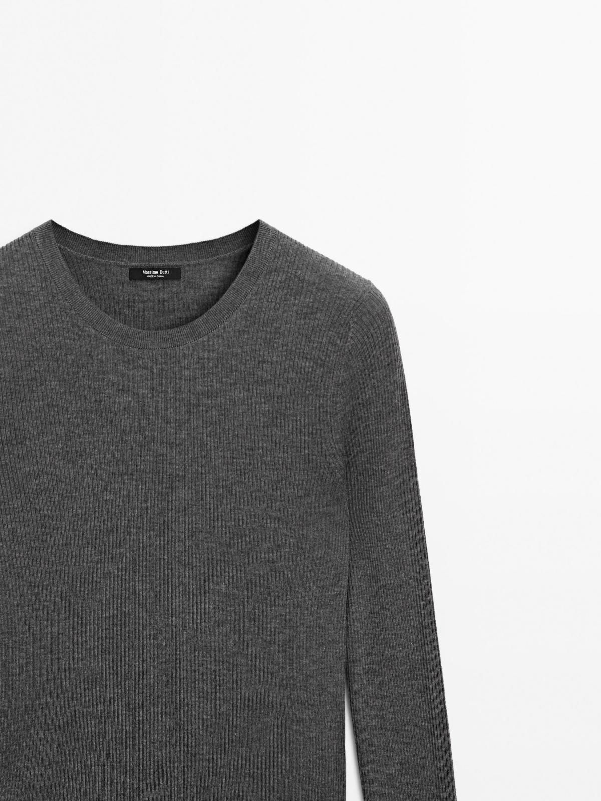 마시모두띠 테크니컬 울블렌드 골지 라운드넥 니트 스웨터 5673/583 MEDIUM GREY - 상세 이미지 5