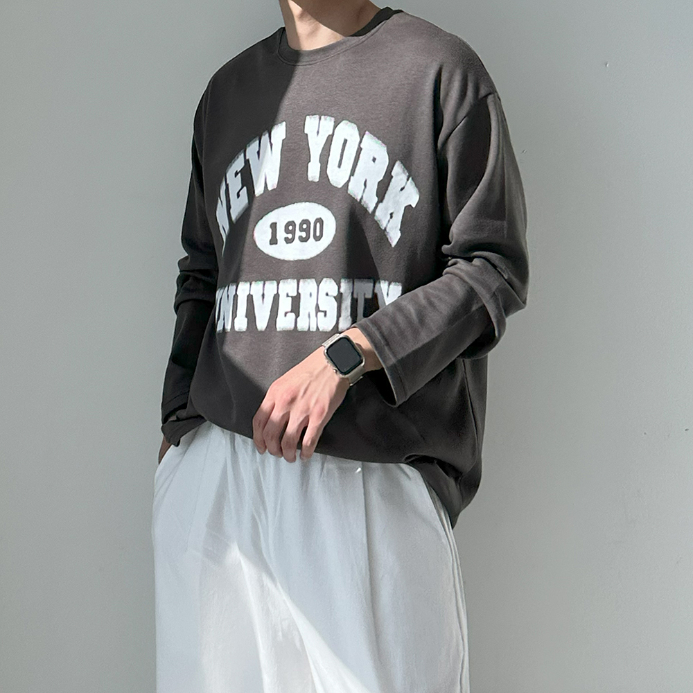 남작 긴팔티 박스핏 오버핏 레터링 나명 스트릿 남자 티셔츠 - 상품 이미지