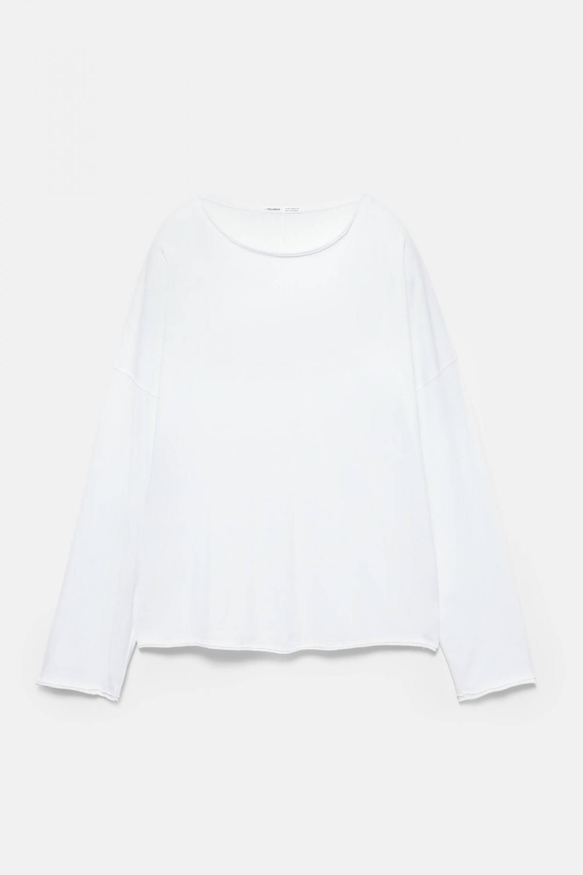풀앤베어 오버사이즈 라운드넥 긴팔 티셔츠 7152/304 WHITE - 상품 이미지