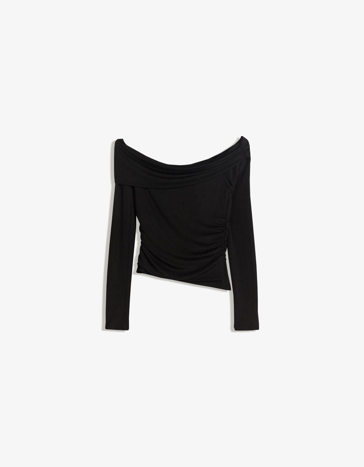 버쉬카 쉬머리 텍스처 오프숄더 탑 8785/710 BLACK - 상세 이미지 5