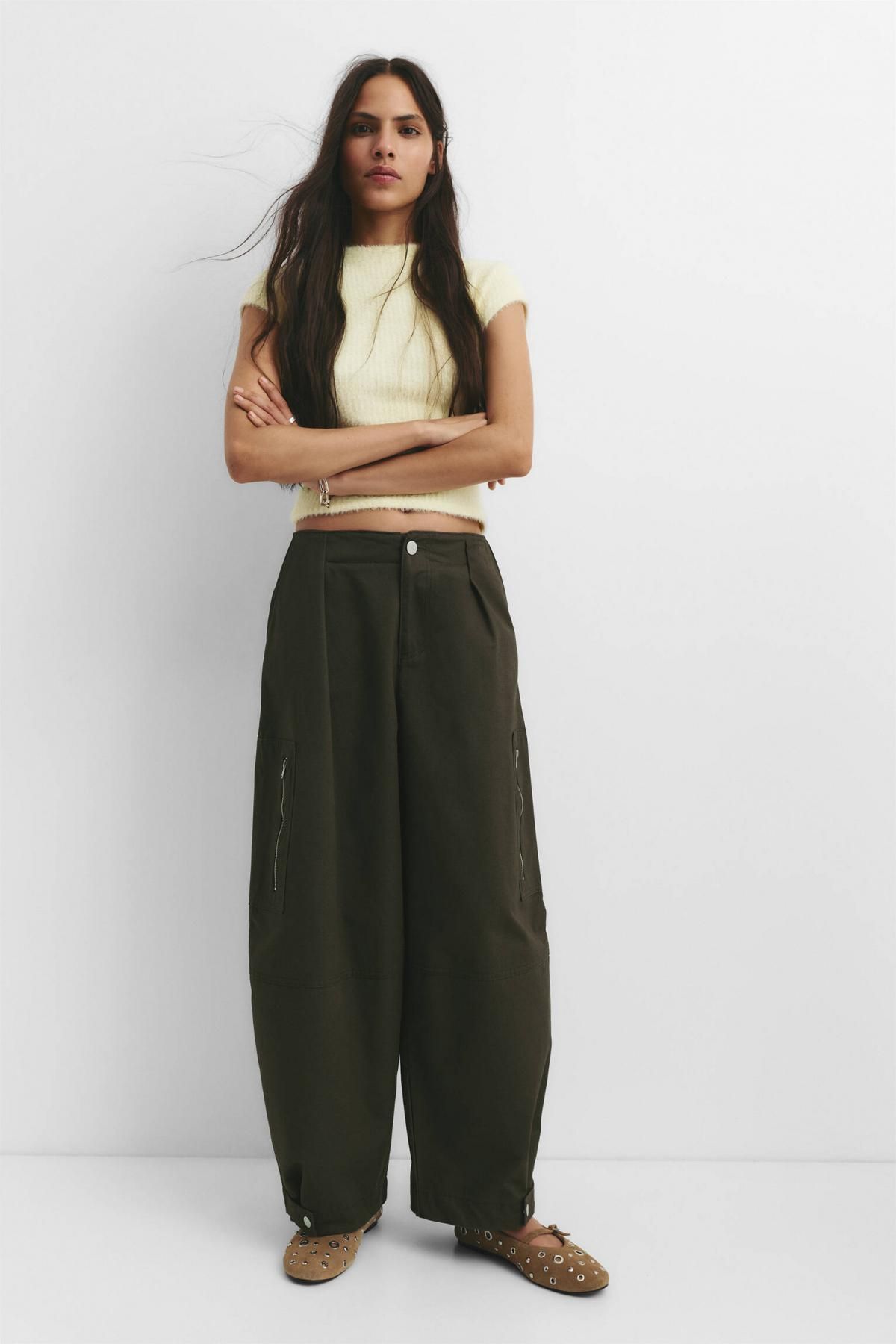 풀앤베어 카고 벌룬핏 플리츠 팬츠 7675/395 KHAKI - 상세 이미지 3