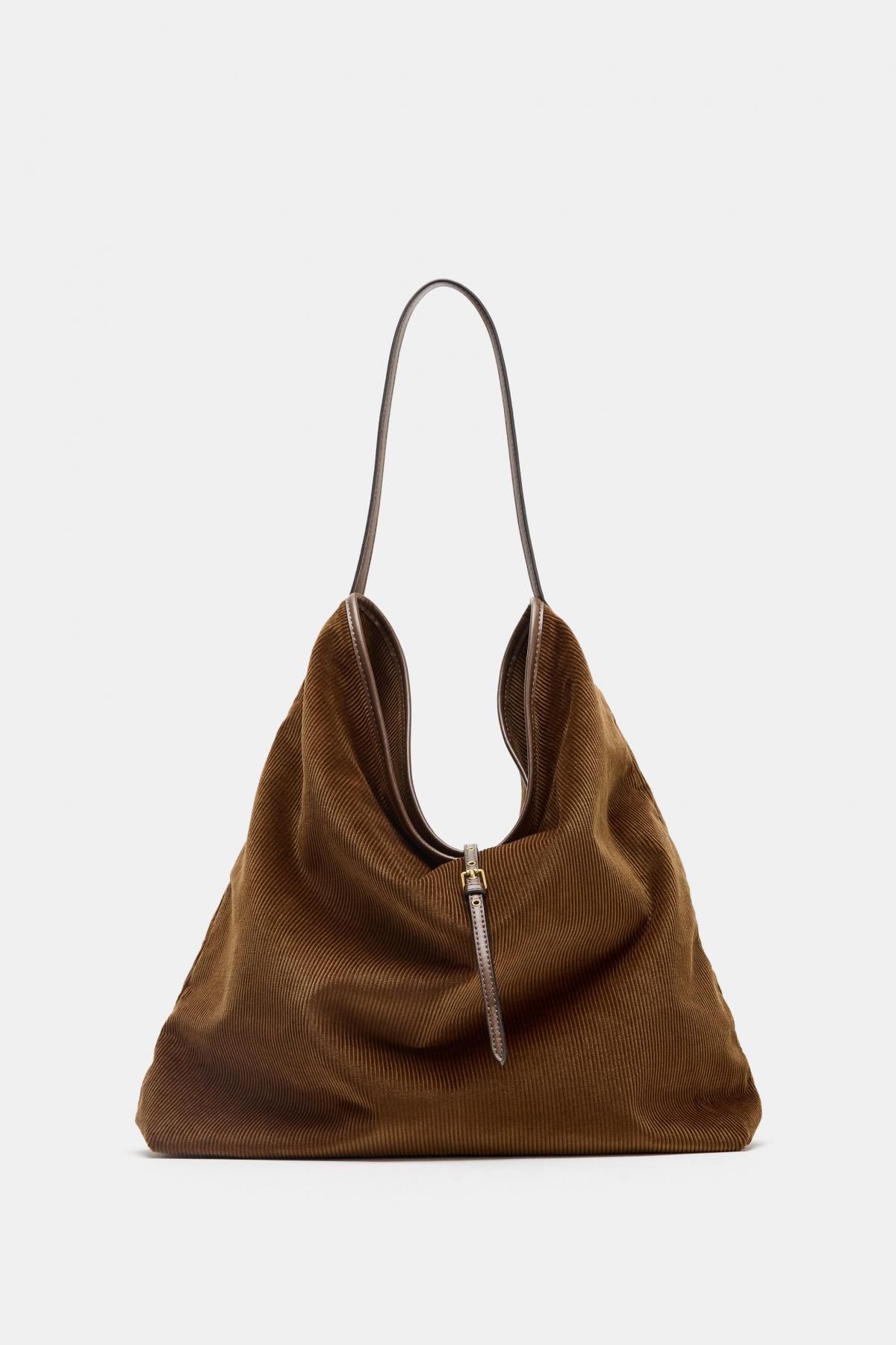 자라 코듀로이 테크니컬 버클 스트랩 토트백 6186/610 BROWN - 메인 이미지